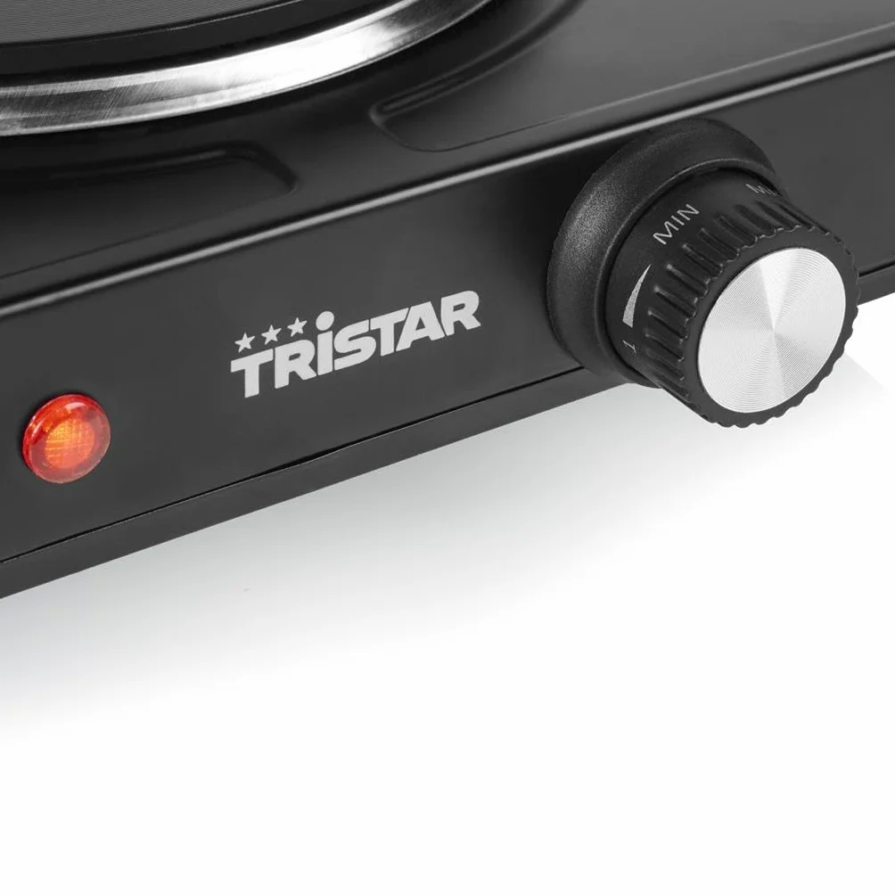 Tristar KP-6151 przenośna płyta grzewcza, pojedynczy płomień, do mieszkań studenckich, na kemping, do aneksu kuchennego, średnica 18,5 cm, regulowany termostat, 1500 W