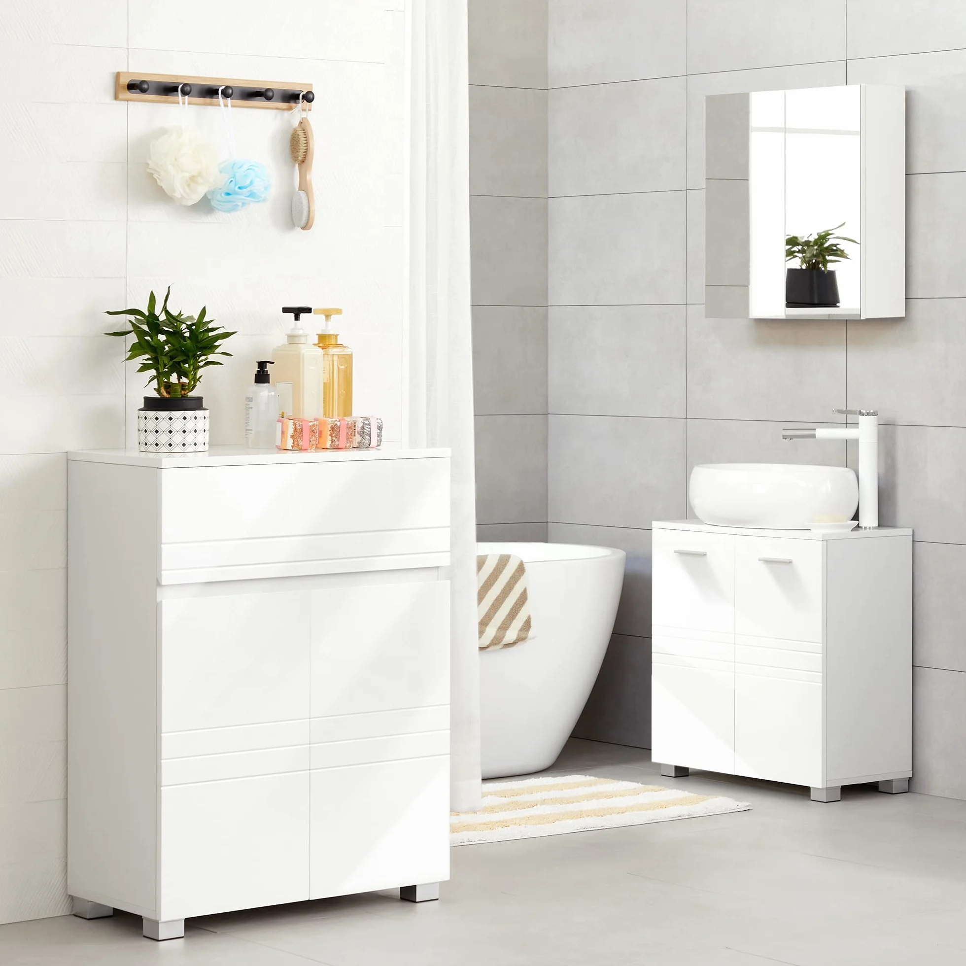 VASAGLE BBK140W01 szafka łazienkowa 60x30x80 cm biała