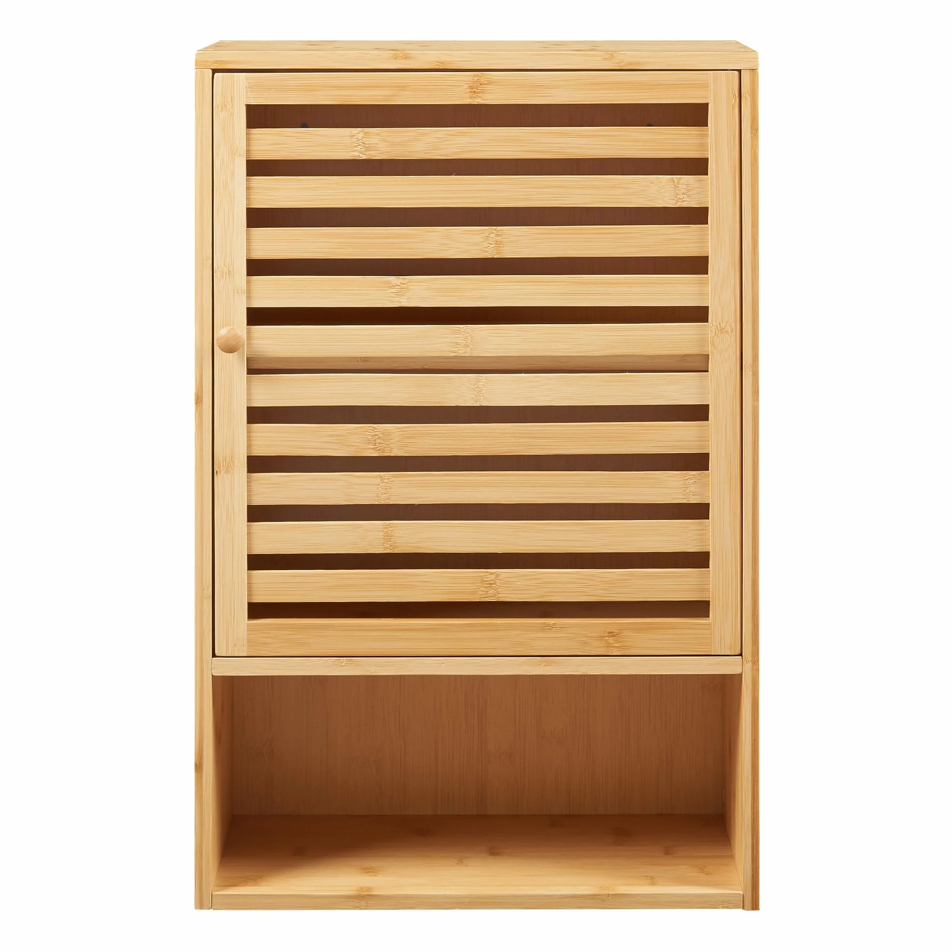[en.casa] szafka łazienkowa wisząca Gjesdal, szafka łazienkowa wąska, szafka wisząca z jednym drzwiami, bambusowa, do łazienki, 60 x 40 x 20 cm