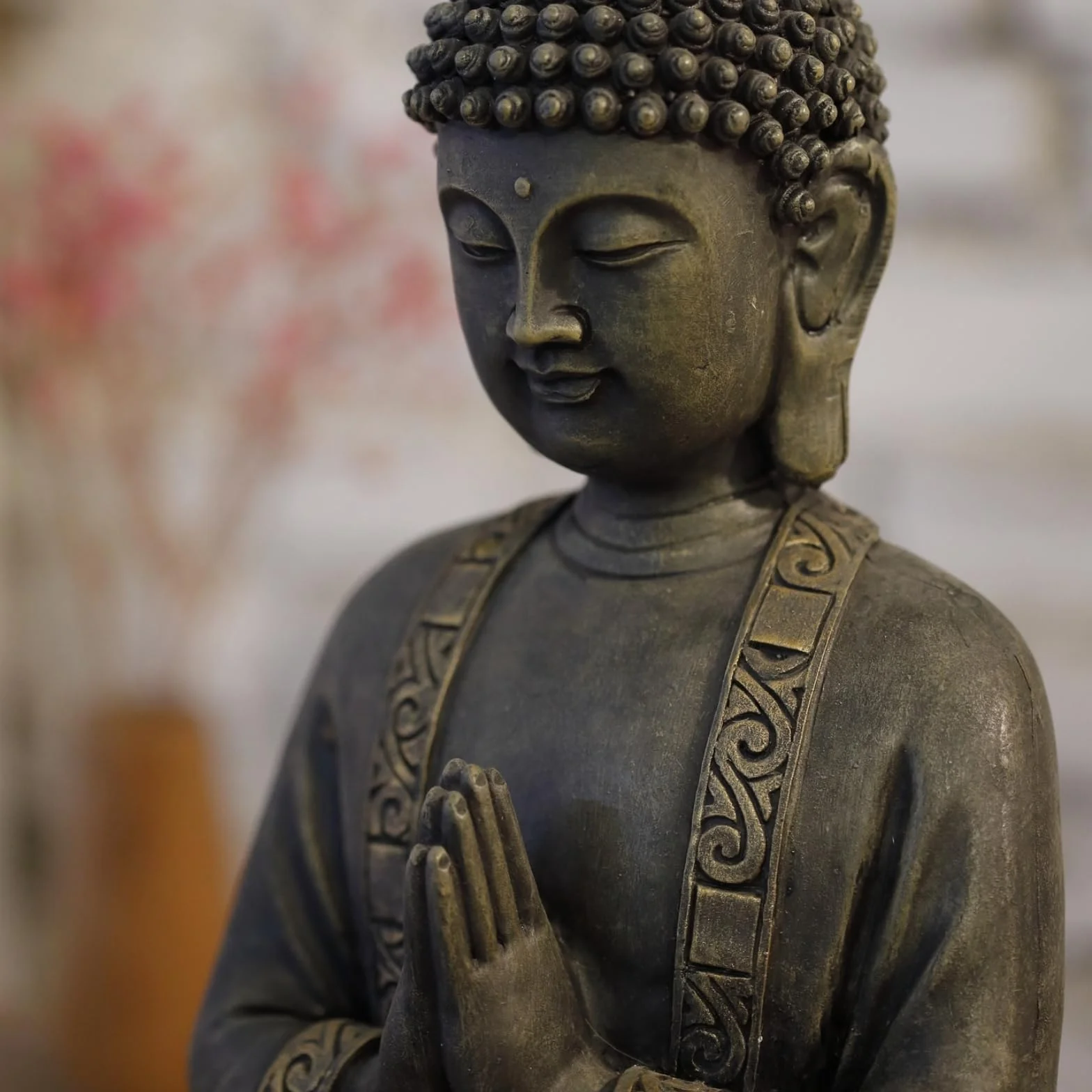 Zen'Light - duży posąg Zen Buddy o wymiarach 40 cm - doskonałe wykończenie, farba z efektem patyny, żywica - piękny przedmiot dekoracyjny i Feng Shui do domu