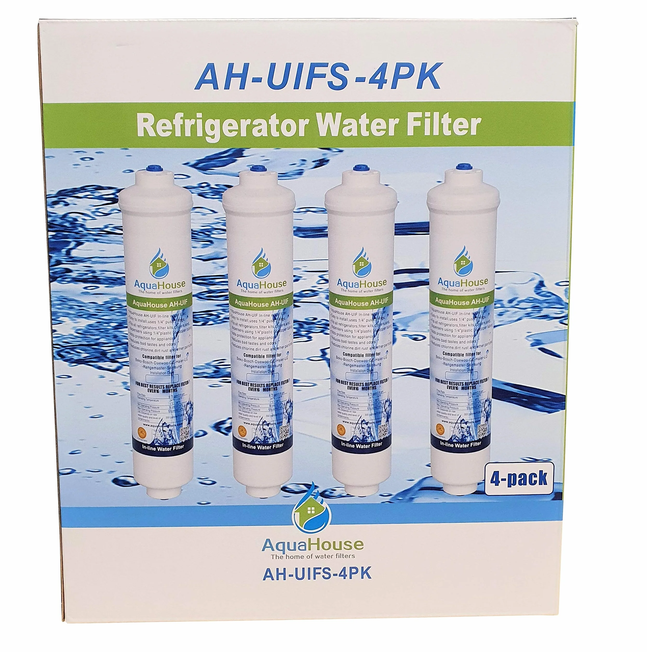 4X AquaHouse UIFS kompatybilny filtr wody do lodówki Samsung DA29-10105J HAFEX/EXP WSF-100 Aqua-Pure Plus (tylko filtr zewn?trzny)