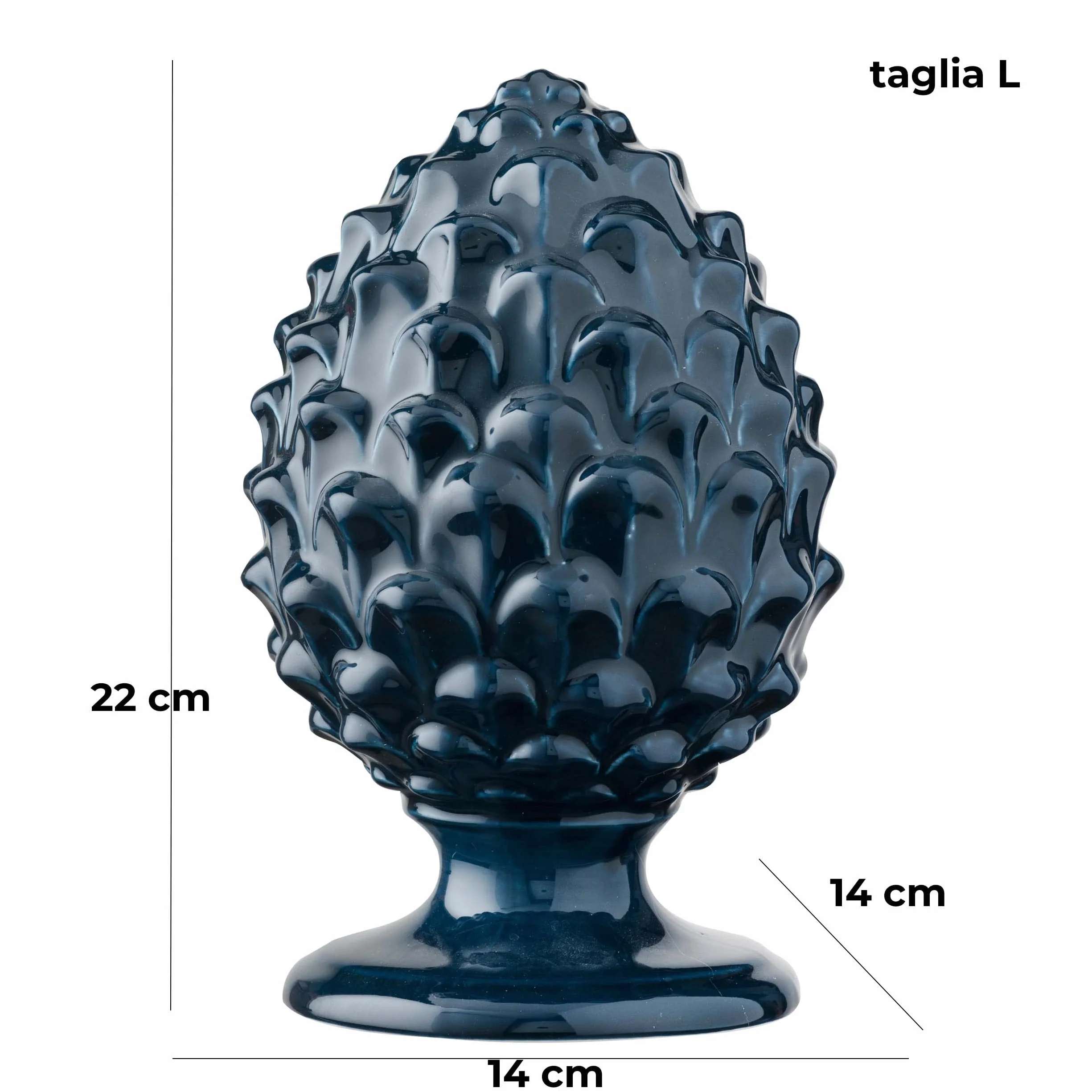 Baroni Home Pigna Sycylijska Kolorowa Granatowa, Ręcznie Malowana Porcelana Dekoracyjna Pigna, H 22