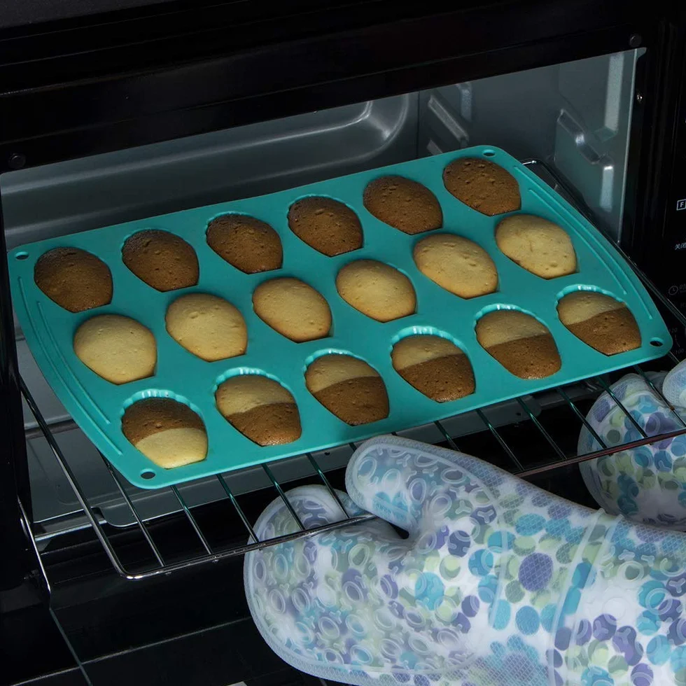 webake Madeleine silikonowe formy do pieczenia, z powłoką zapobiegającą przywieraniu, 18 zagłębień
