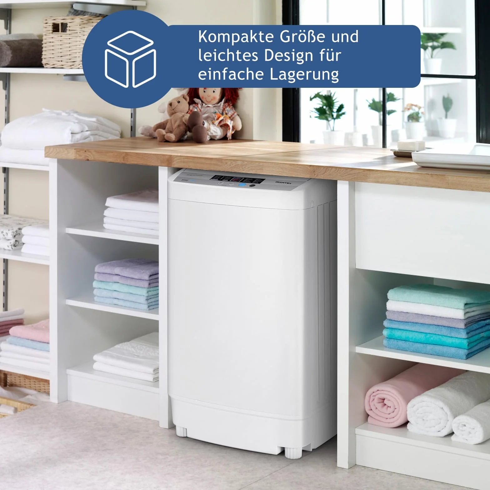 COSTWAY Pralka 4,5 kg, ładowana od góry pralka z pompką, wirką, wyświetlaczem, mini pralka 310 W/ 50 x 50 x 85 cm, mała do mieszkania, kampera