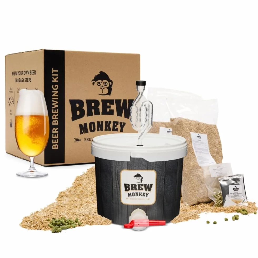 Brew Monkey® Zestaw do warzenia piwa Blond | podstawowy zestaw 5 litrów piwa | 6,4% obj. | zestaw do warzenia piwa | prezent dla mężczyzn | prezent urodzinowy dla mężczyzn | dla mężczyzn