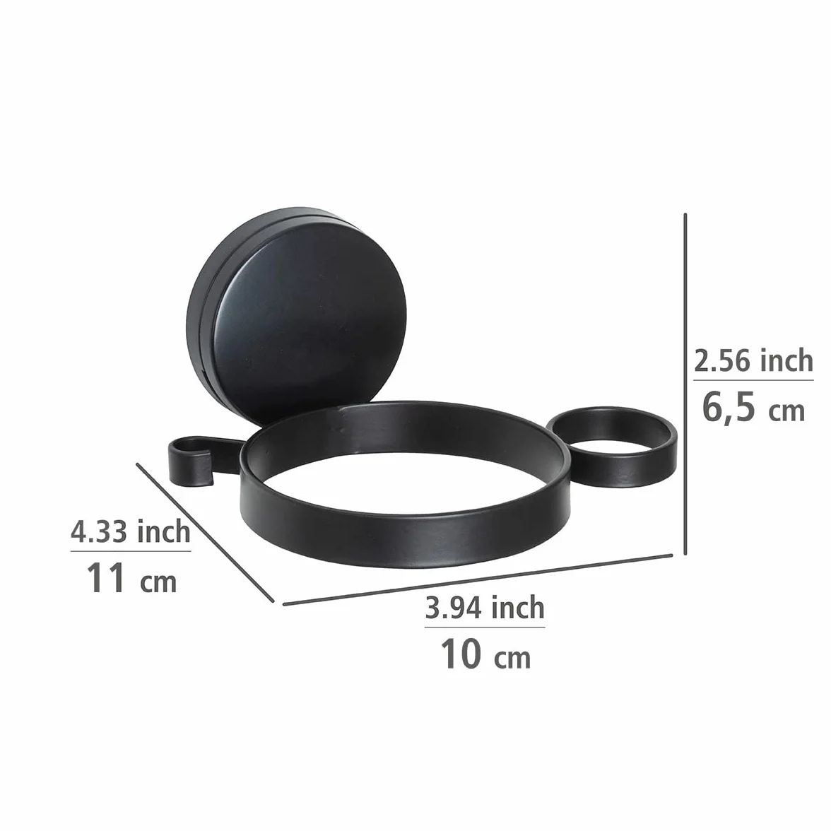 WENKO Static-Loc® Plus uchwyt na suszarkę do włosów model Pavia czarny, uchwyt na suszarkę do włosów z uchwytem grzebieniowym i na kabel, mocowanie bez wiercenia