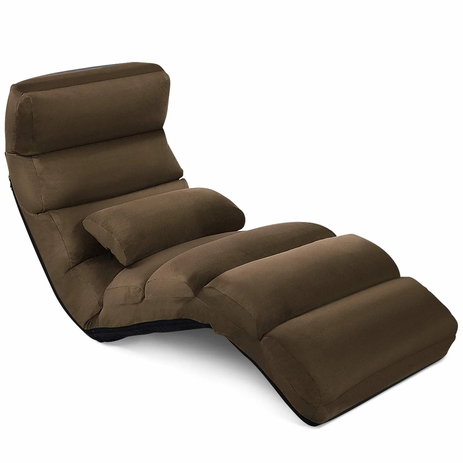 LIFEZEAL Sofa podłogowa składana, leżak bujany, regulowany w 5 pozycjach, krzesło podłogowe, fotel podłogowy z poduszkami, maksymalna nośność 105 kg (kawowa)