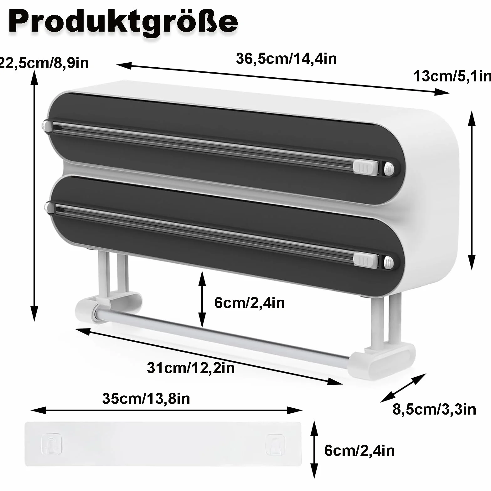 3 w 1 wydajnik folii spożywczej, uchwyt na ręczniki kuchenne z uchwytem na ręczniki kuchenne, magnetyczny krojczyk do folii z uchwytem na ręczniki kuchenne, wydajnik folii aluminiowej i folii