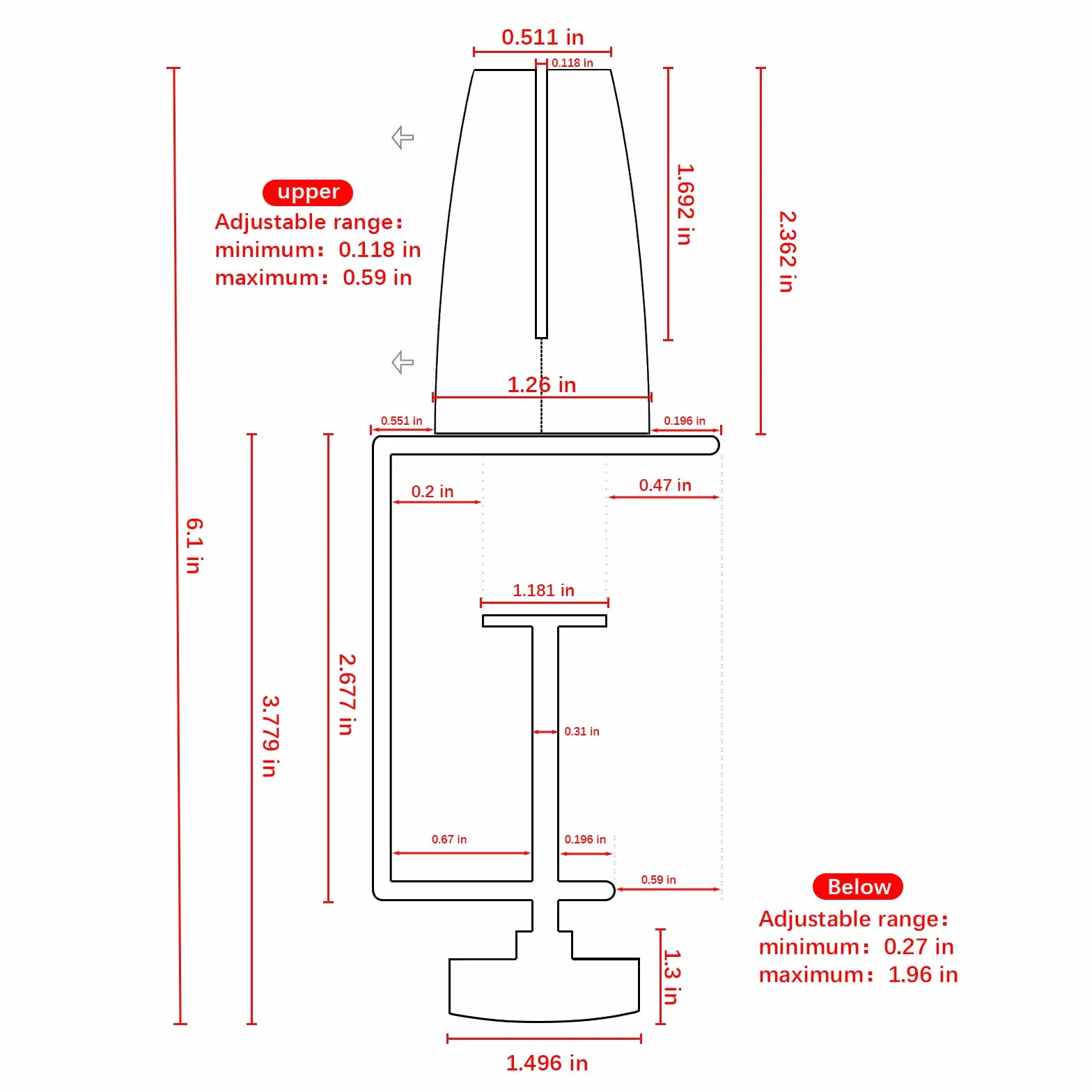 Klipsy podtrzymujące osłonę przed snem do panelu 1/8 cala-2,5 cm, regulowane, aluminiowe, akrylowe, czarne, 6-pak
