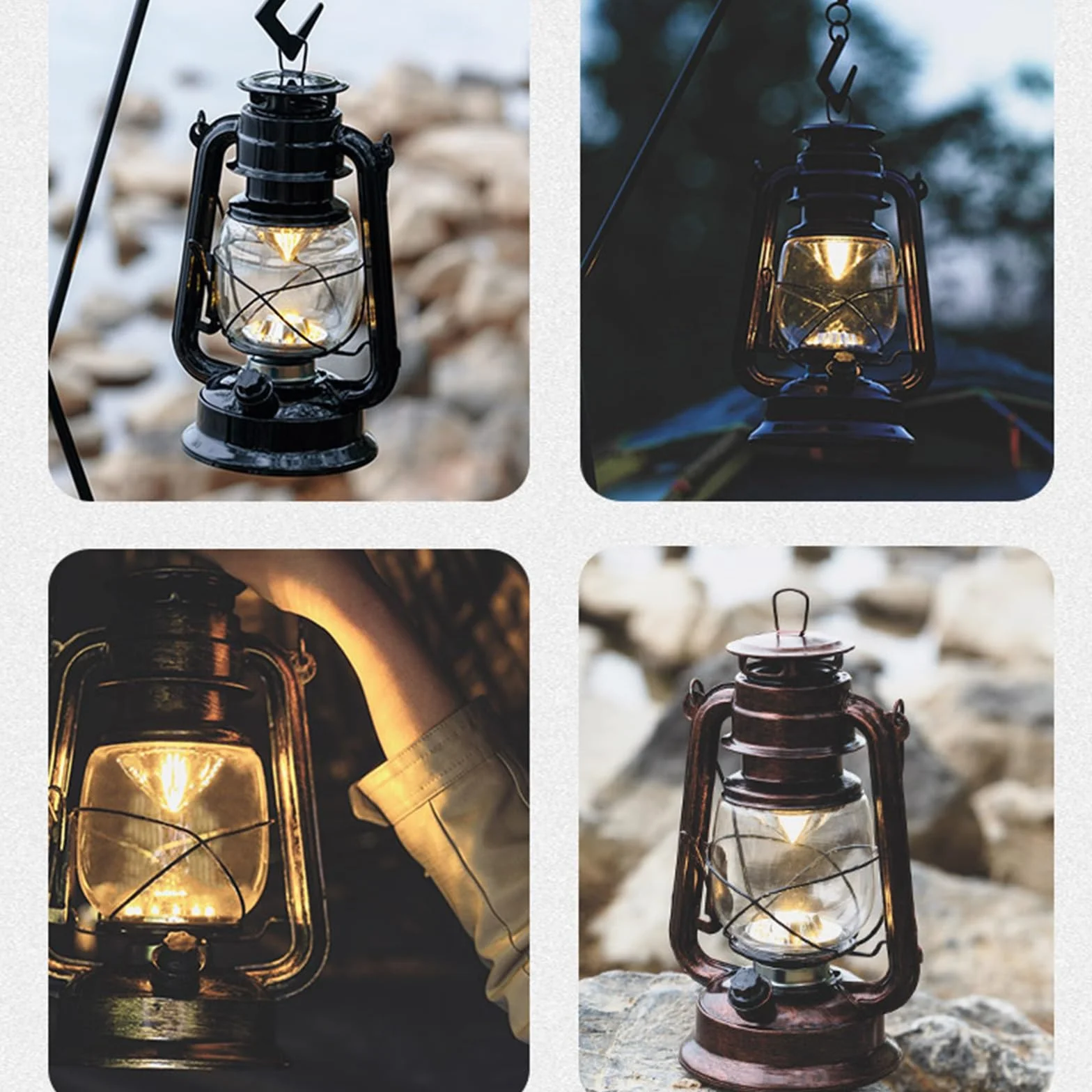 Retro lampa naftowa zewnętrzna wisząca brązowa latarnia huraganowa