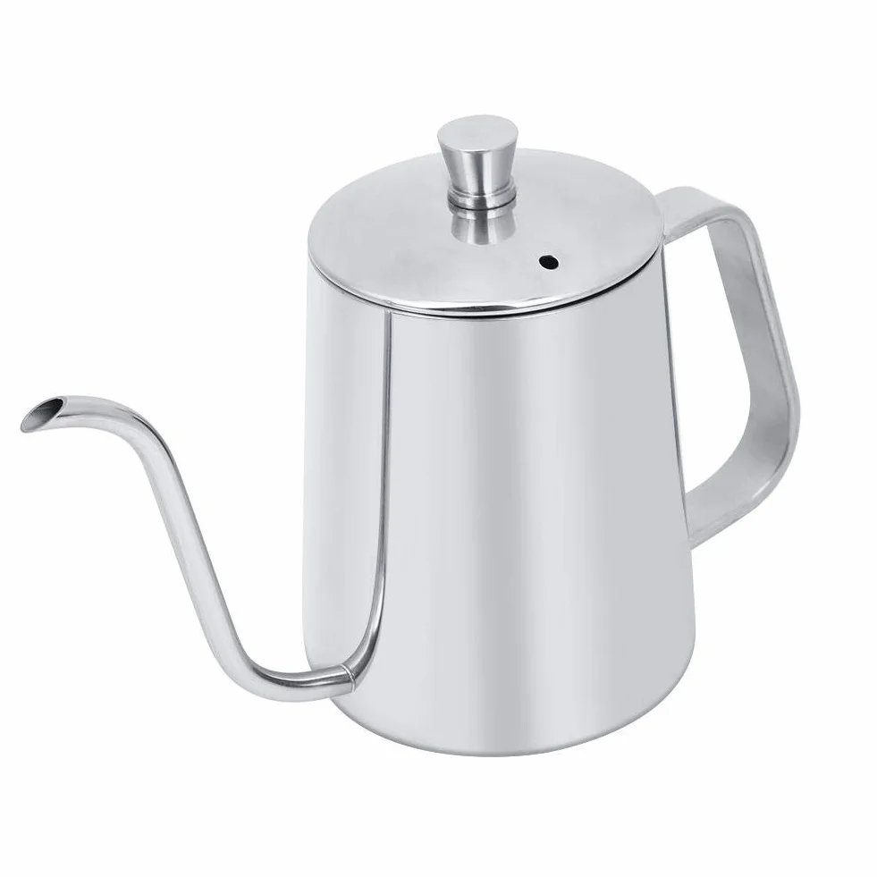 Czajnik do kawy, 550 ml stal nierdzewna długi dzbanek do kawy z gęsia szyja czajnik z pokrywką czajnik krople do kawy do domu kuchni kawiarni