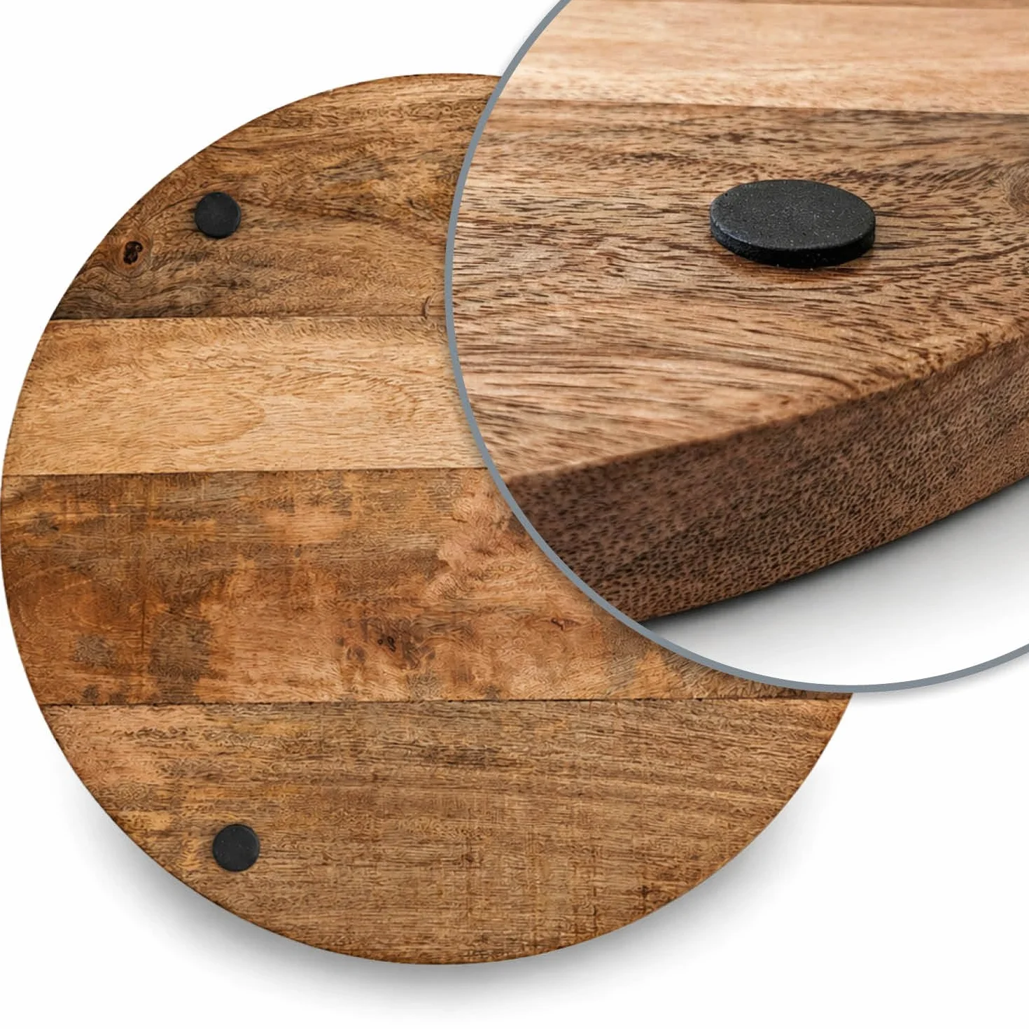 com-four® dekoracyjna taca drewniana okragla 38 cm – recznie wykonana z rantem – do swiec, dekoracji i przechowywania – do salonu (Okragly drewniany talerz XXL)