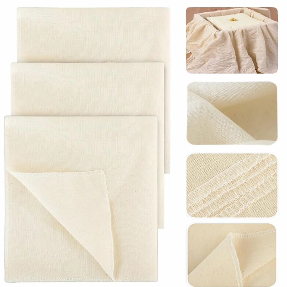 Ścierki muślinowe wielokrotnego użytku do odcedzania, czysta bawełna, miękka kwadratowa tkanina z tkaniny filtracyjnej do gotowania, pieczenia (5 szt., 40 x 40 cm sitko do żywności)