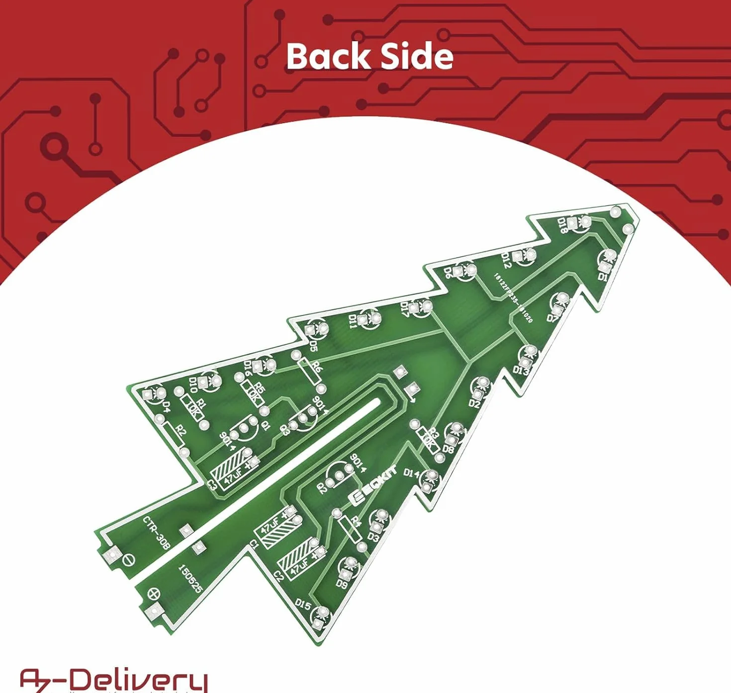 AZDelivery Zestaw choinkowy LED DIY do samodzielnego lutowania, w tym e-book!