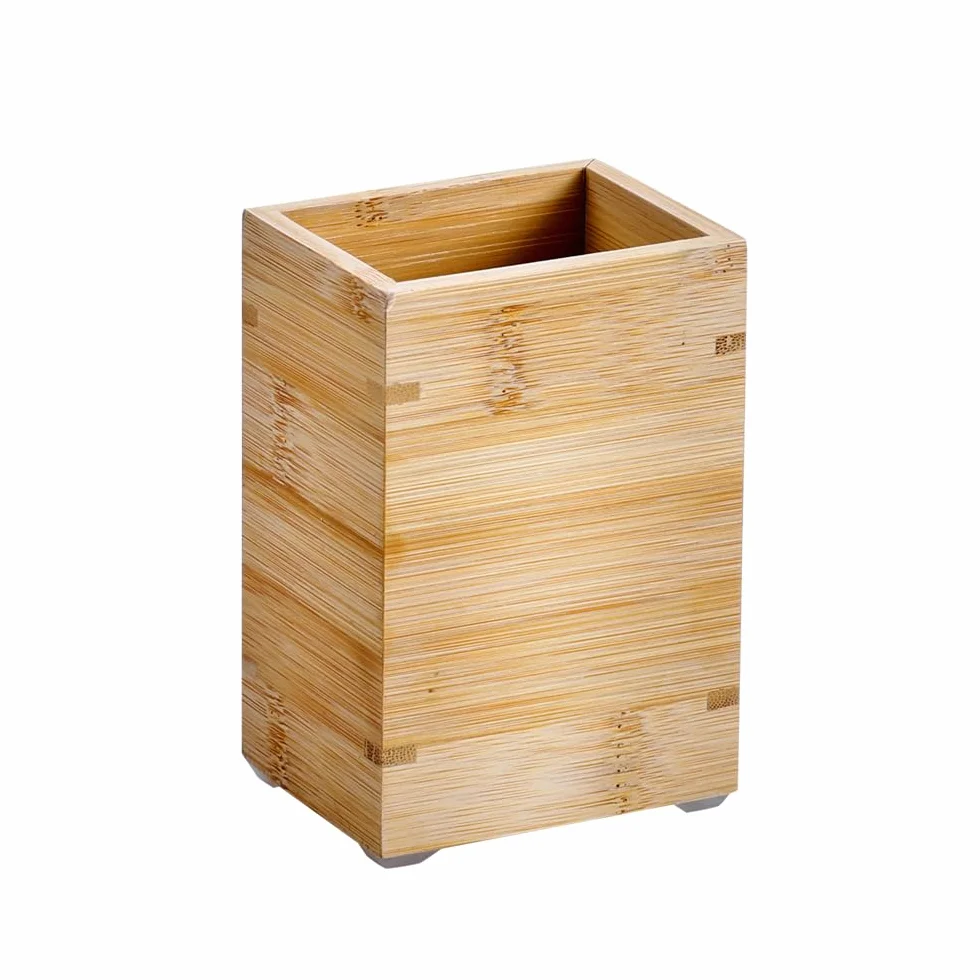 KESPER | Uchwyt na szczoteczki do zębów z kratką odpływową, materiał: bambus, wymiary: 8,5 x 6,5 x 12 cm, kolor: naturalny brąz | 19401