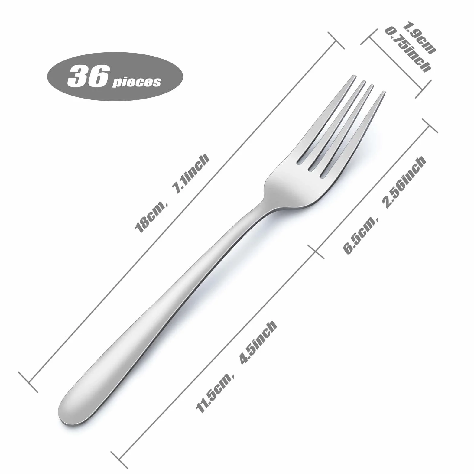Zestaw widelców ze stali nierdzewnej 18 cm, 36-częściowy, do zmywarki