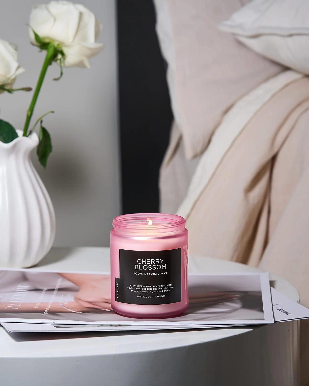 M&SENSE Świeca Sojowa Kwiat Wiśni 200g 50h Aromaterapia