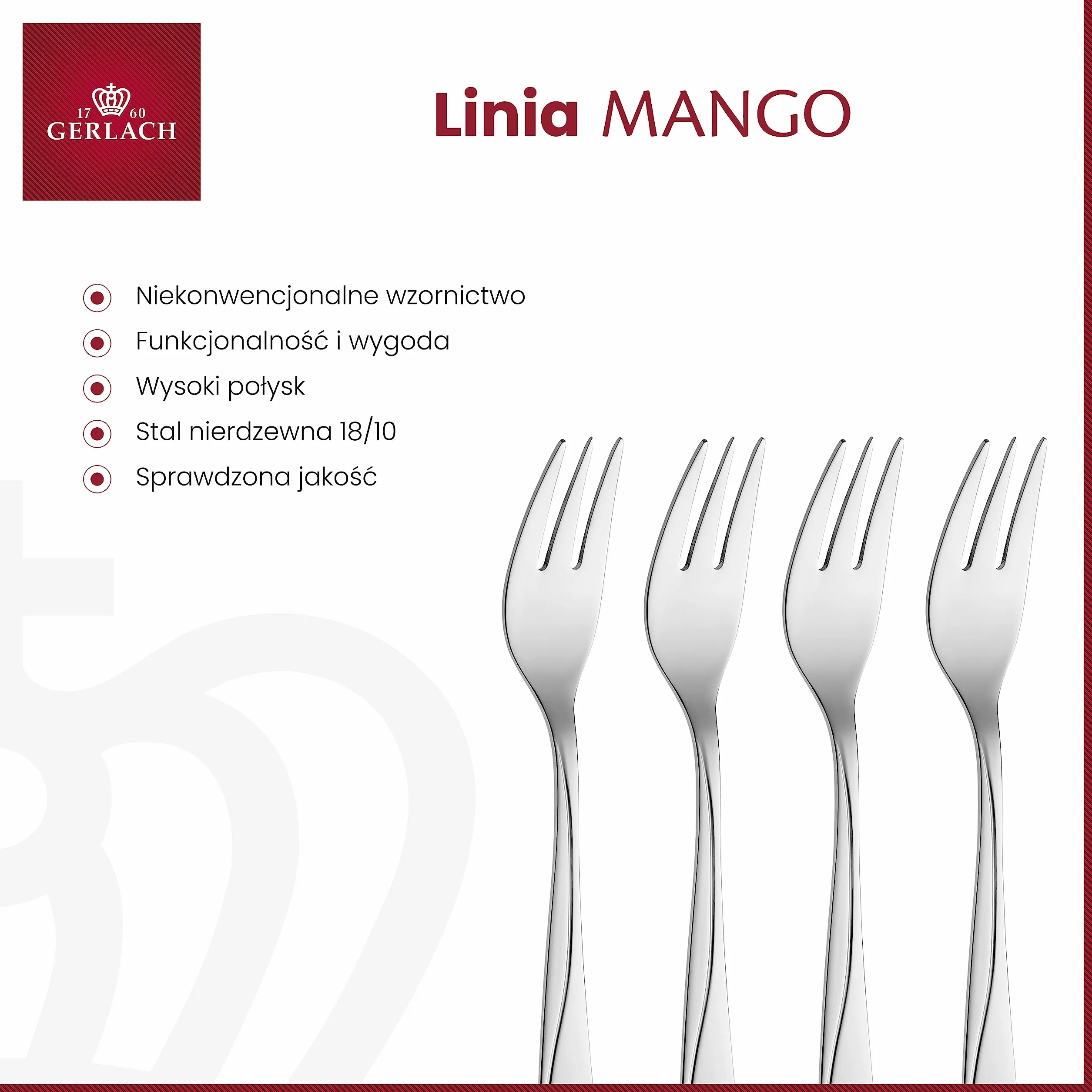 Gerlach Mango Sztućce, Srebrny, 6 Sztuk