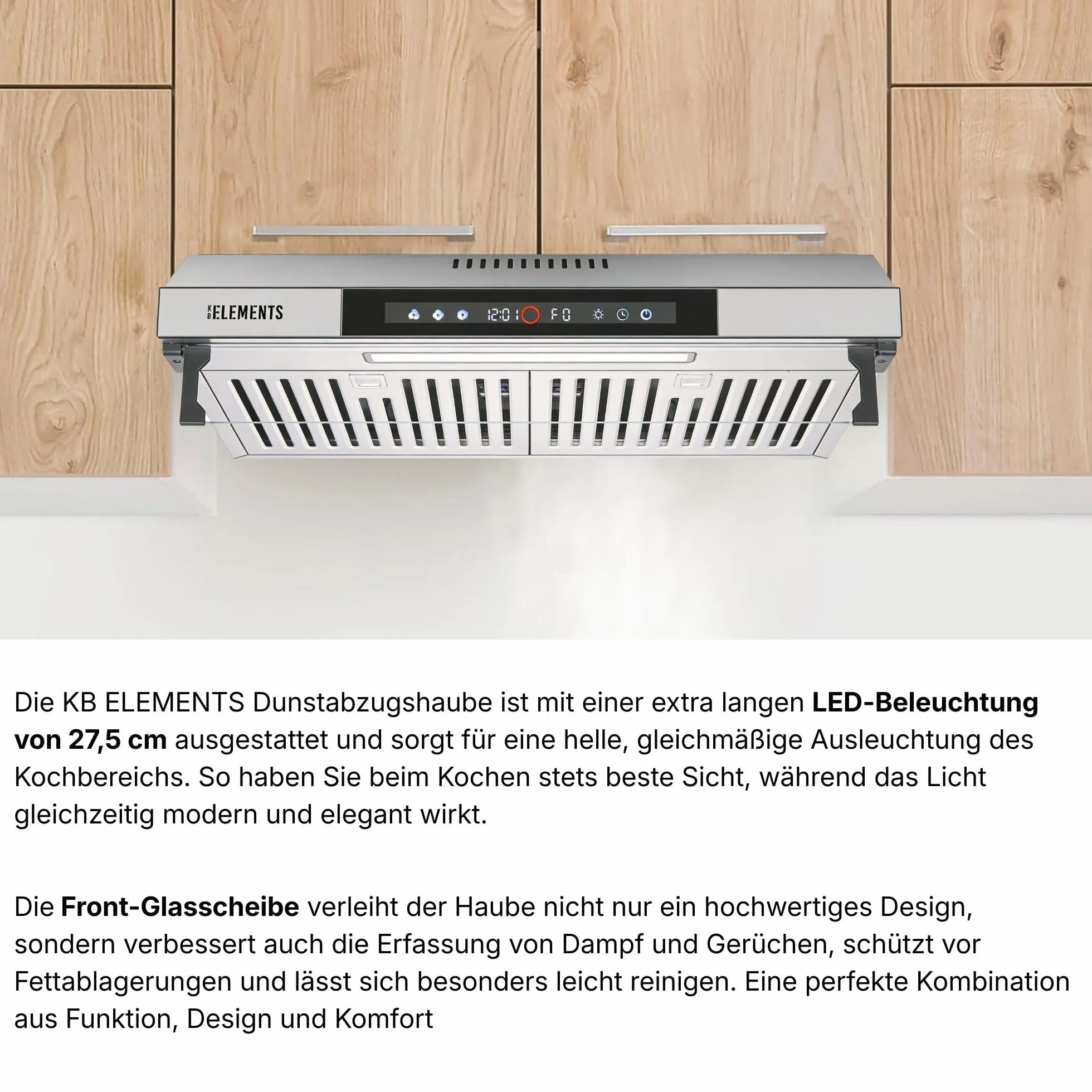 okap kuchenny 60 cm, okap z obiegiem/wywiewem z potężną wydajnością ssącą 650 m³/h, podwójny silnik, sterowanie gestami, wielofunkcyjny ekran dotykowy (srebrny 60 cm)