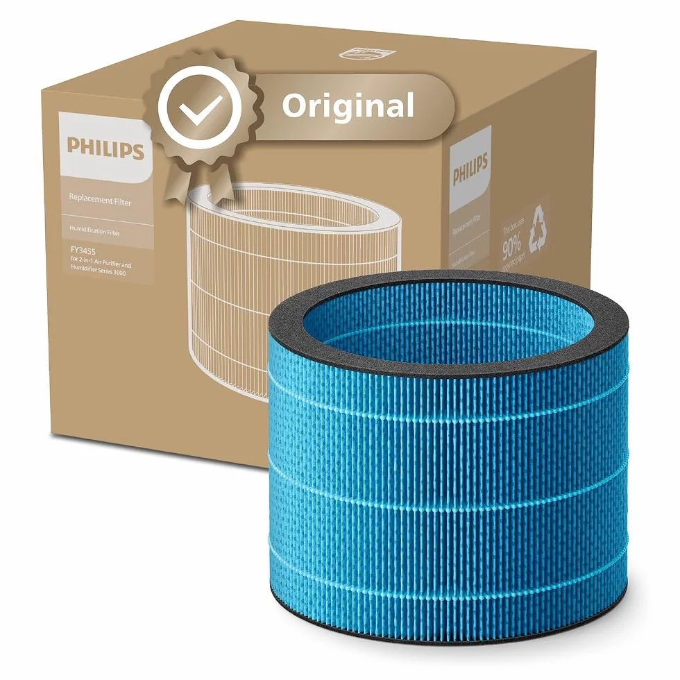 Philips Oryginalny filtr nawilżający NanoCloud do oczyszczacza powietrza z funkcją nawilżania 2w1 serii 3000 AC3737, żywotność do 6 miesięcy (FY3455/00)