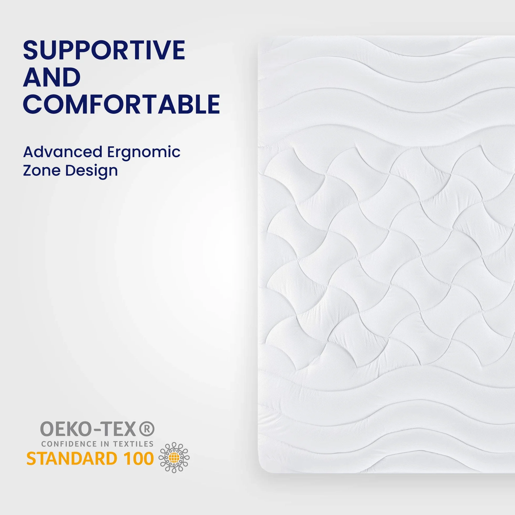 SLEEP ZONE King Size Cooling Mattress Topper, Premium Zoned Cool Mattress Pad Cover, Padded Mattress Protector Breathable Washable, Deep Pocket 8-21" (White, King)