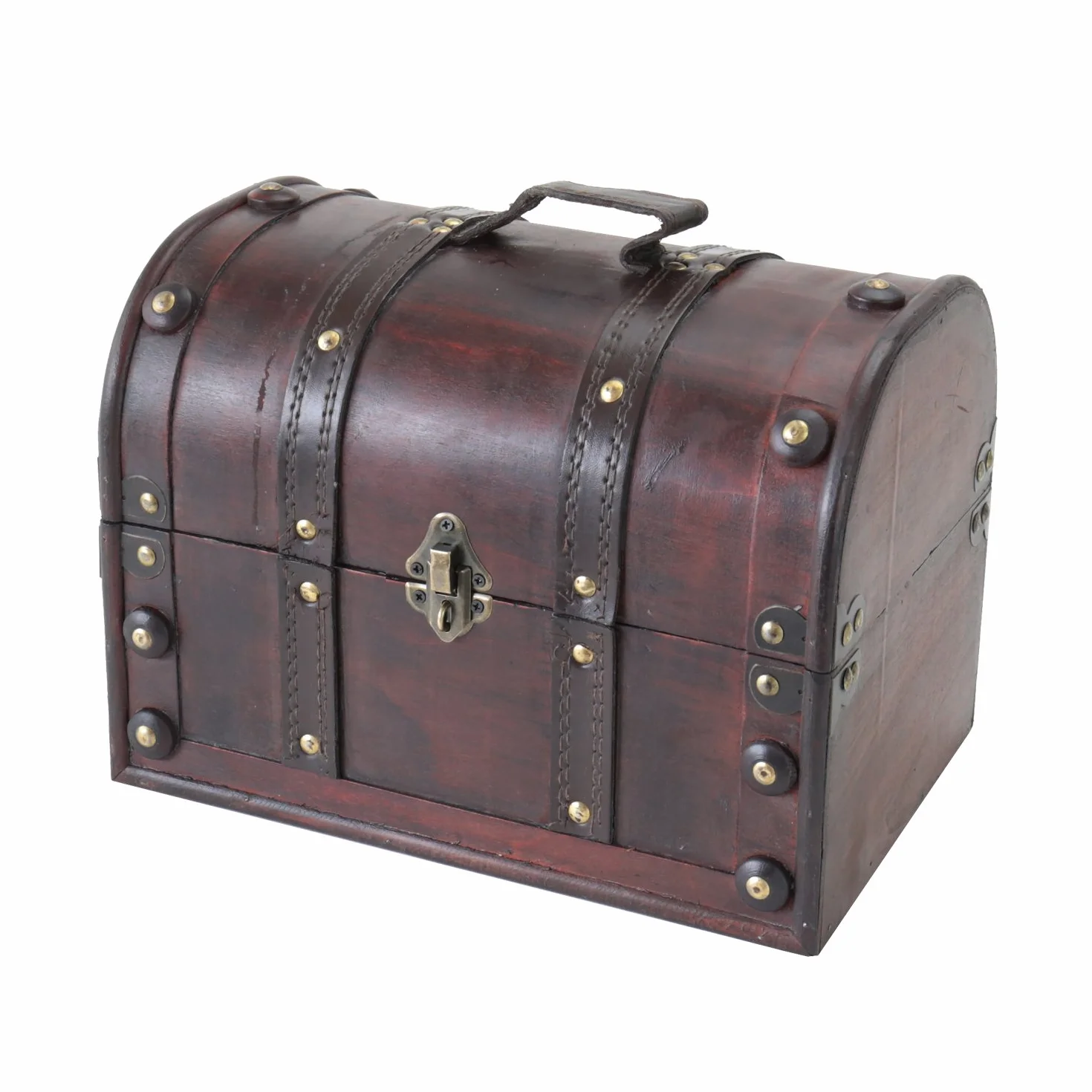 HMF 6404-130 Drewniana skrzynia na skarby z zamkiem, 30 x 20 x 22 cm, mała, Włochy