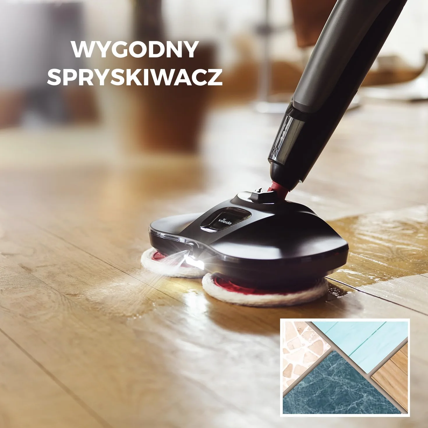 Vileda Looper mop elektryczny bezprzewodowy ze spryskiwaczem do mycia podłóg