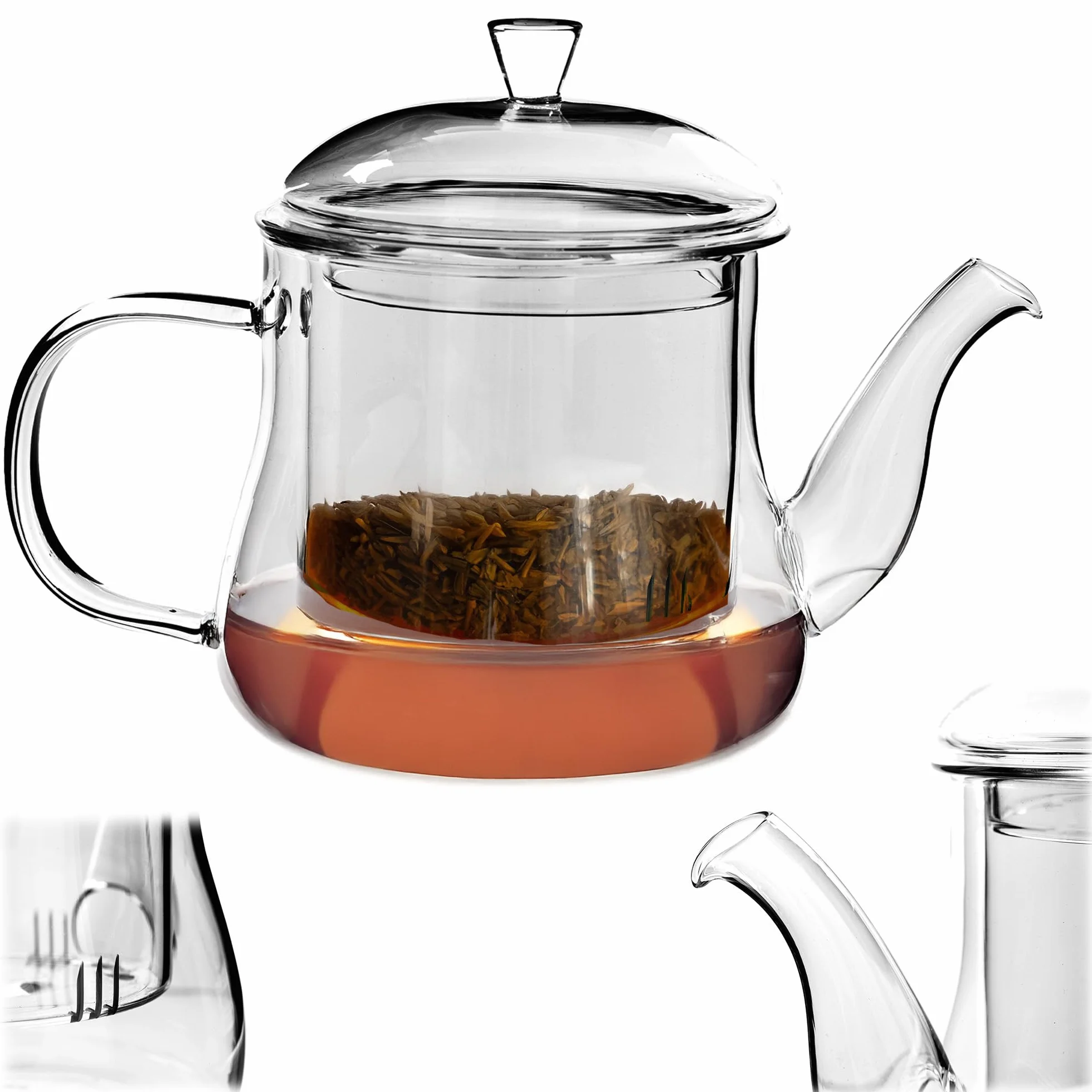 KADAX Dzbanek do herbaty ze szkła, 1 l, odporny na wysokie temperatury, szklany dzbanek z sitkiem do herbaty sypkiej, szklany dzbanek z pokrywką i sitkiem, zaparzacz do herbaty, dzbanek z sitkiem