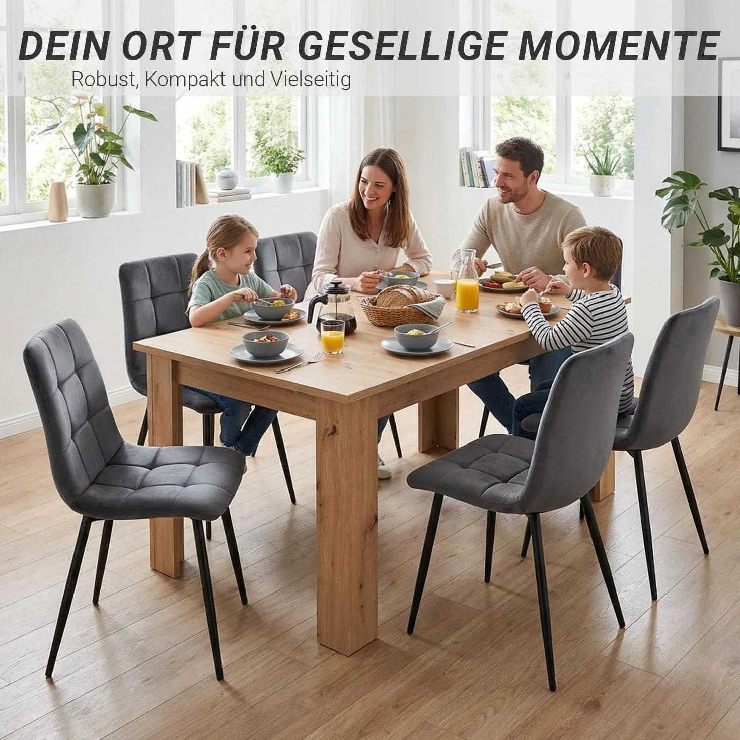 Homestyle4u Rozsuwany stół drewniany 120 x 80 cm, dąb, nowoczesny stół do jadalni i kuchni, z możliwością przedłużenia do 160 cm – dla maksymalnie 6 osób.