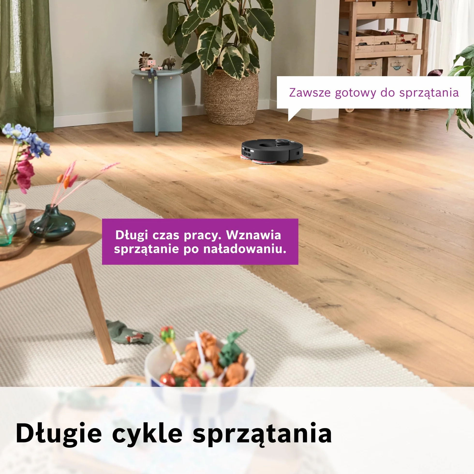 Bosch Spotless Max Cam Robot sprzątający, moc ssania 11000Pa, stacja czyszcząca, Smart Vision, Home Connect, czarny