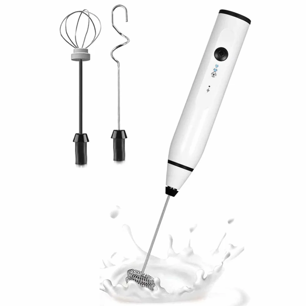 ISTOVO Mini Elektryczny Ręczny Spieniacz do Mleka z Elektrycznym Ekspresem USB Mikser do Ubijania do Spieniacza Mleka Cappuccino Biały