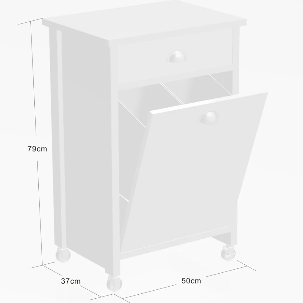 Kesper | Wózek kuchenny z systemem segregacji śmieci, materiał: płyta pilśniowa, wymiary: szer. 50 x wys. 79 x gł. 37 cm, kolor: brązowy, szary | 25528 13