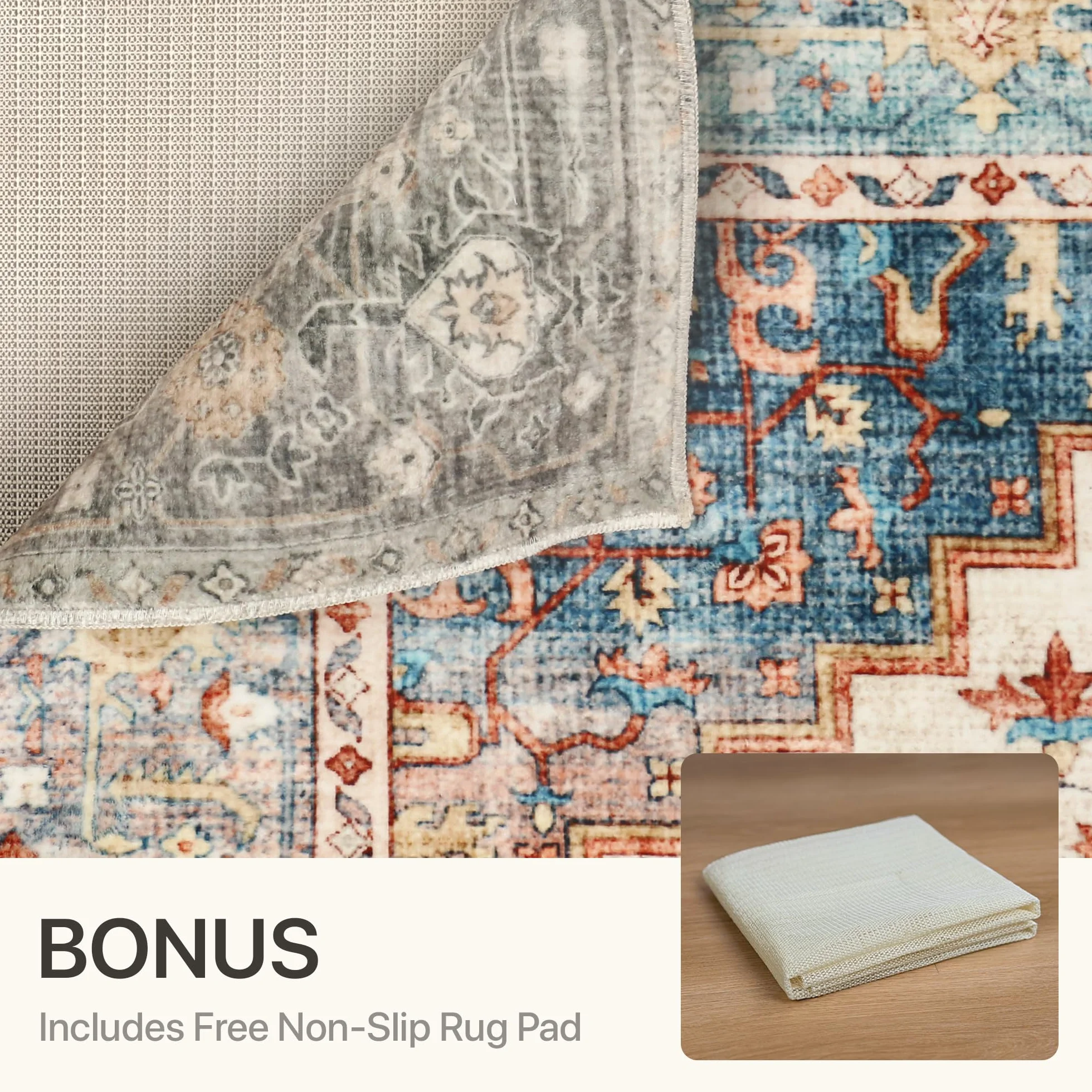 Dywan BEIMO Vintage 120x170 cm - Dwustronny (szarobrązowy/pomarańczowy) - Idealny do pokoju dziecięcego, małego salonu lub biura - z antypoślizgowym spodem - Zmywalny i bardzo miękki