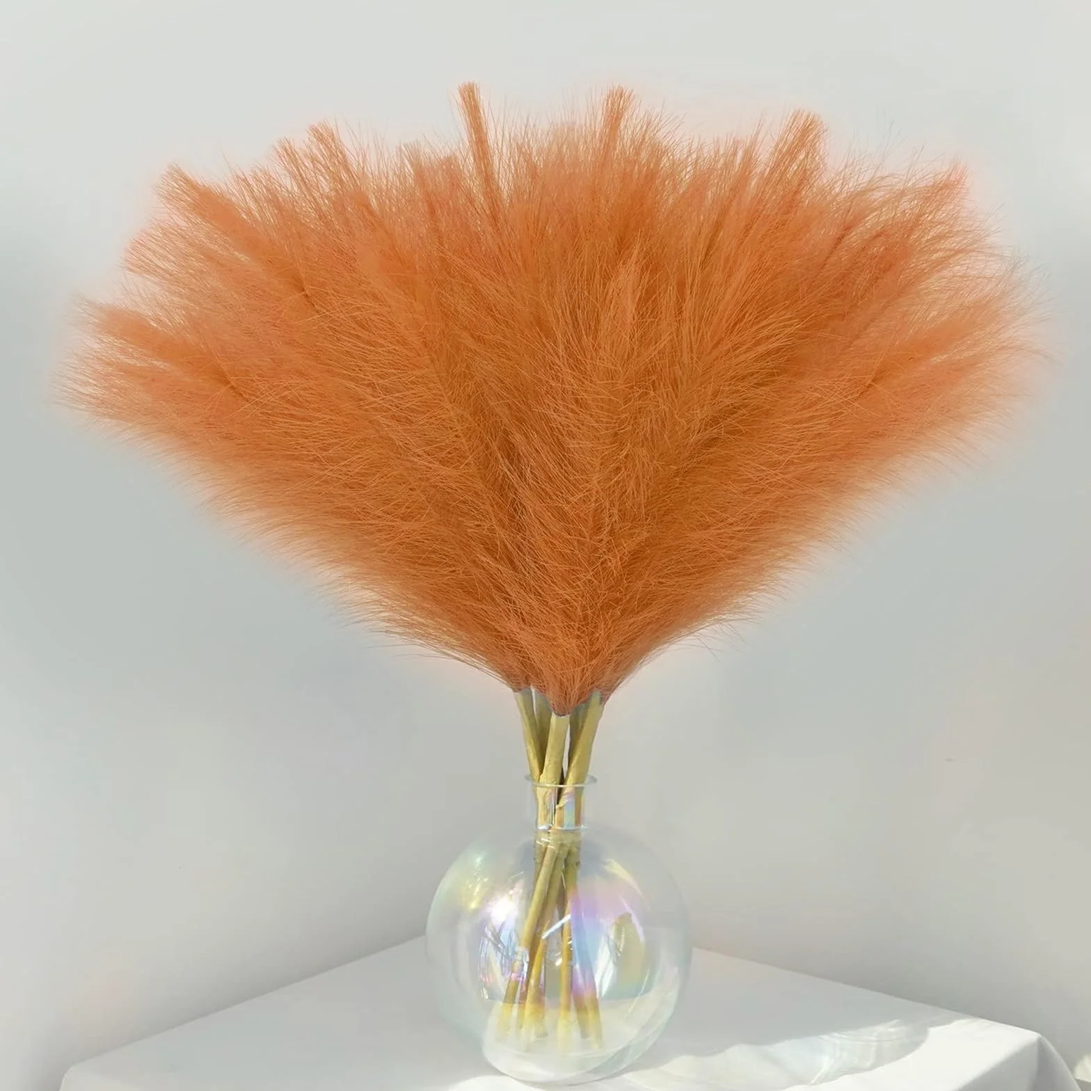 30 sztuk trawy pampasowej, pomarańczowa, 55 cm, sztuczna trawa pampasowa, dekoracja salonu, puszysta sztuczna trawa pampasowa, boho, do domu, kuchni, na wesele