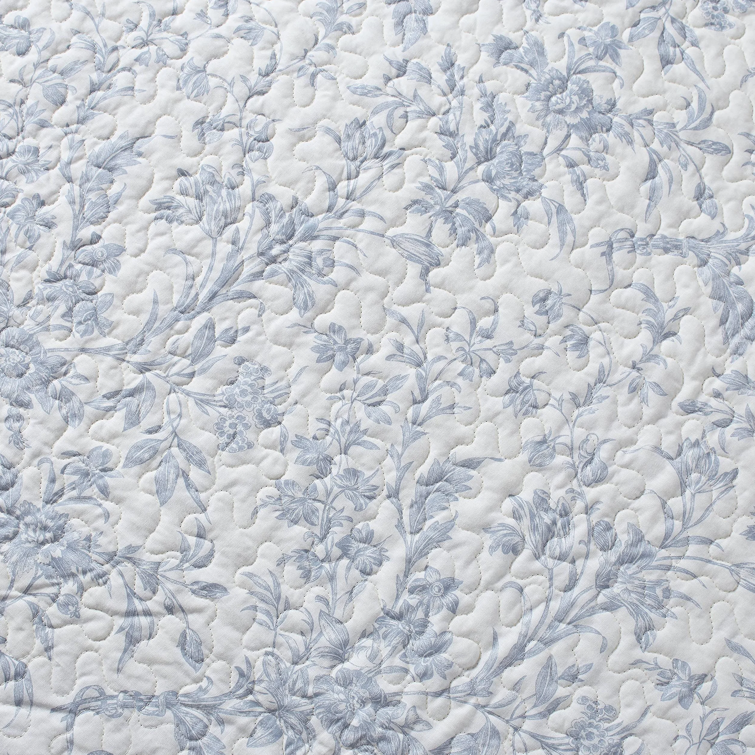 Laura Ashley Komplet pościeli z narzutą rozmiar King, bawełniany dwustronny zestaw pościeli z dodatkową poszewką na poduszkę, całoroczny wystrój domu, niebieski Amberley
