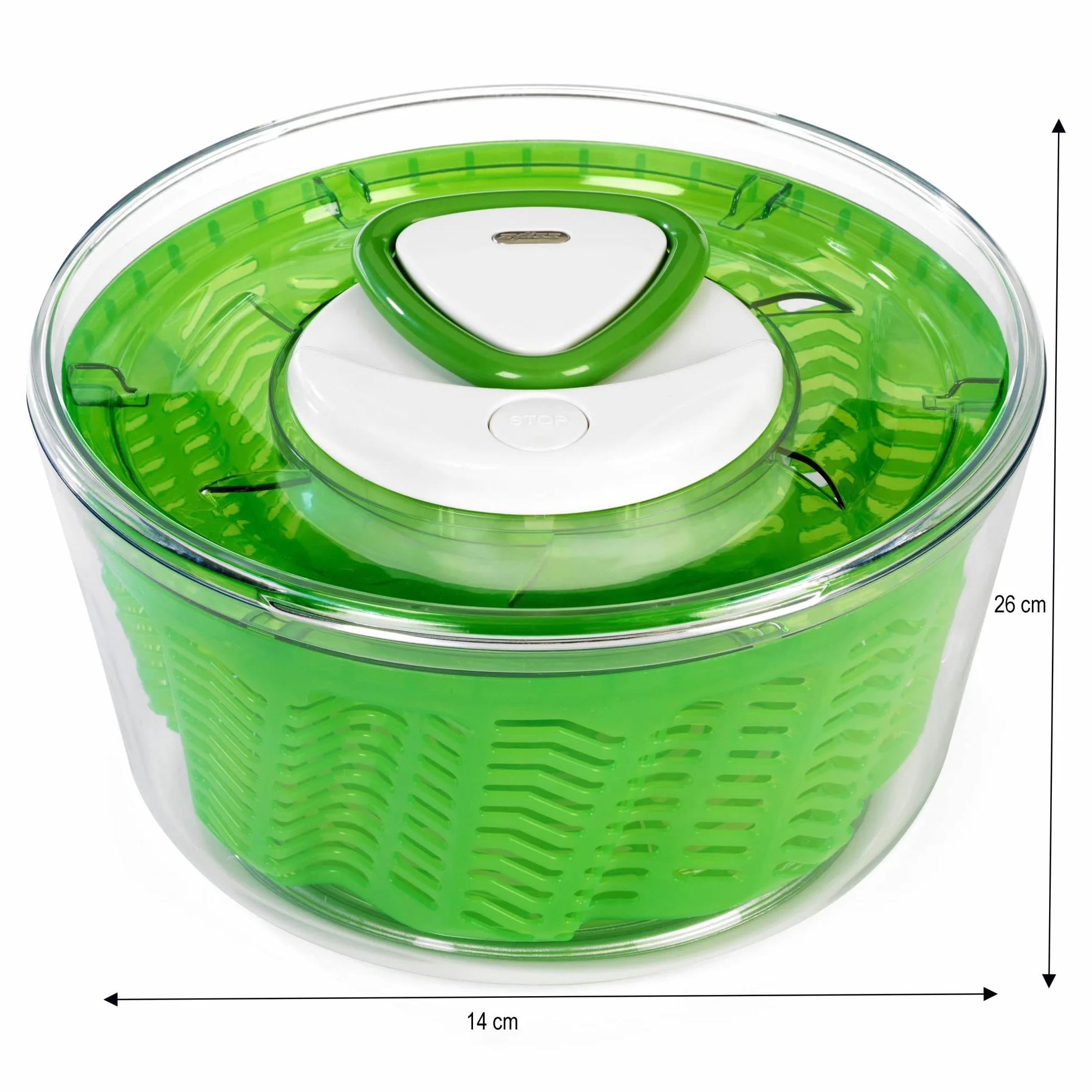 Zyliss Easy Spin 2 Salad Spinner, duża pojemność 6 l, plastik, zielony, unikalna technologia AquaVent™, zwijany przewód i system hamulcowy, antypoślizgowa podstawa/łatwe czyszczenie