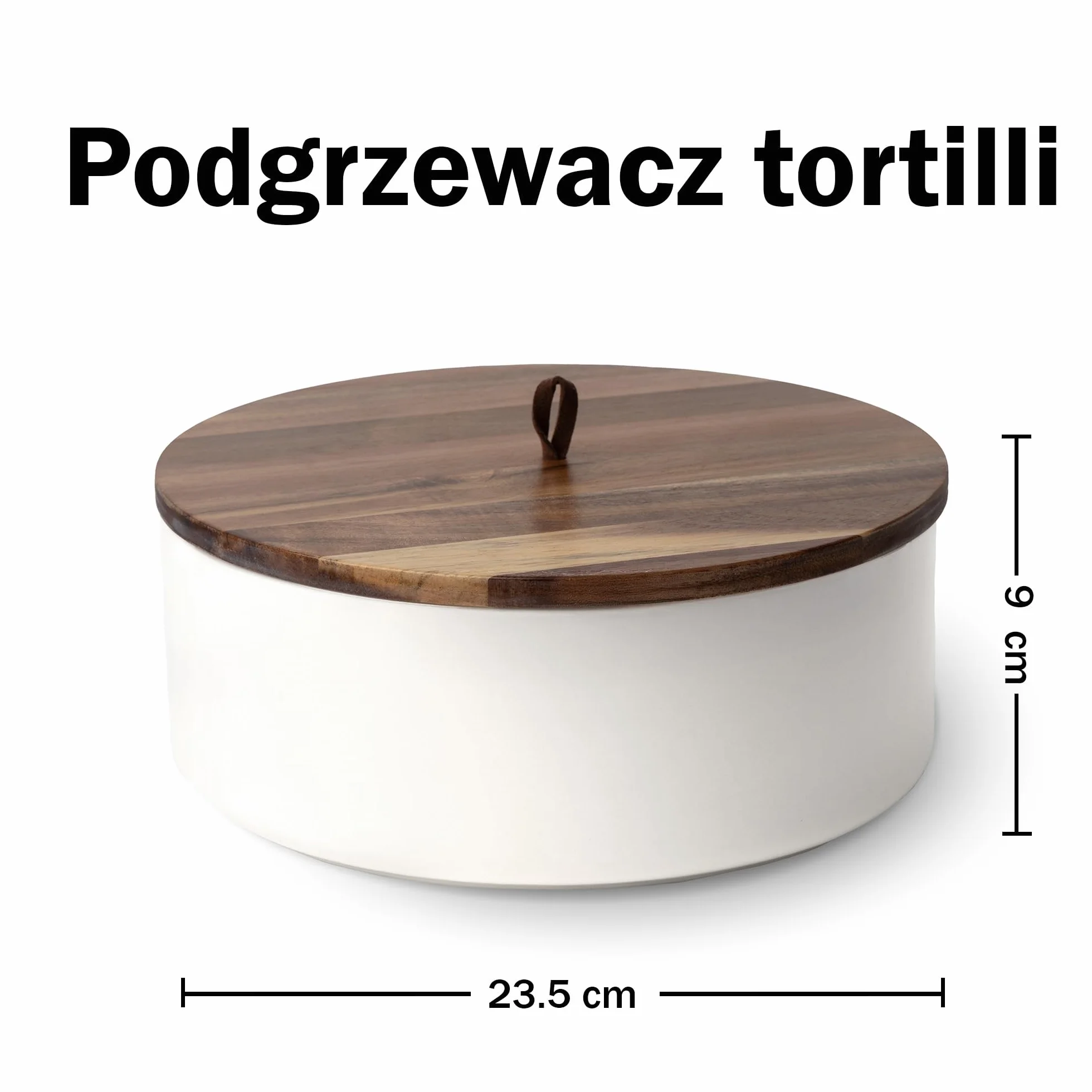Tortillada – Podgrzewacz do tortilli ceramiczny z pokrywką 23,5 cm, podgrzewacz do chleba, naleśników, uchwyt na tortillę z pokrywką – Można używać w kuchence mikrofalowej