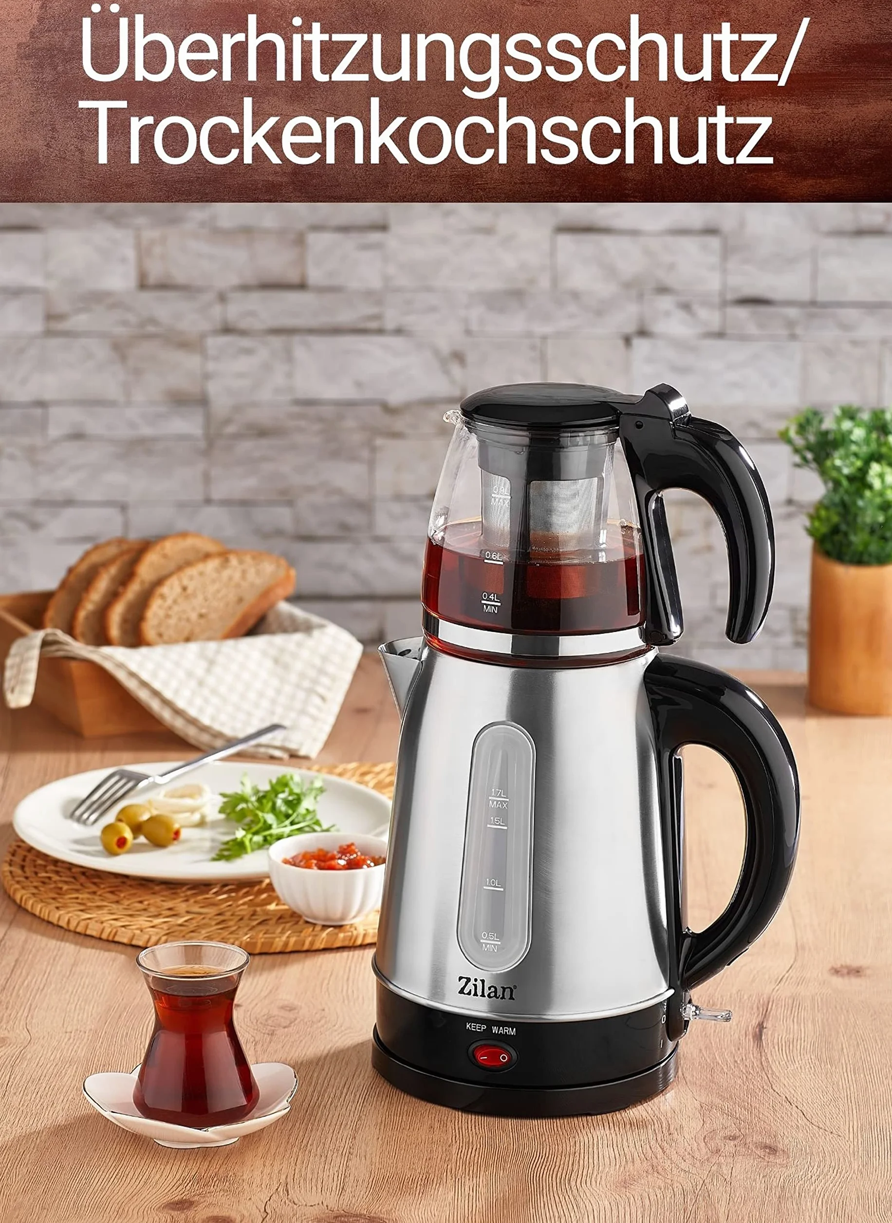 Zaparzacz do herbaty | 2200 W | zabezpieczenie przed przegrzaniem | w 100% wolne od BPA | szkło bezpieczne | filtr wapienny | ekspres do herbaty | czajnik elektryczny | Water Kettle | zaparzacz do