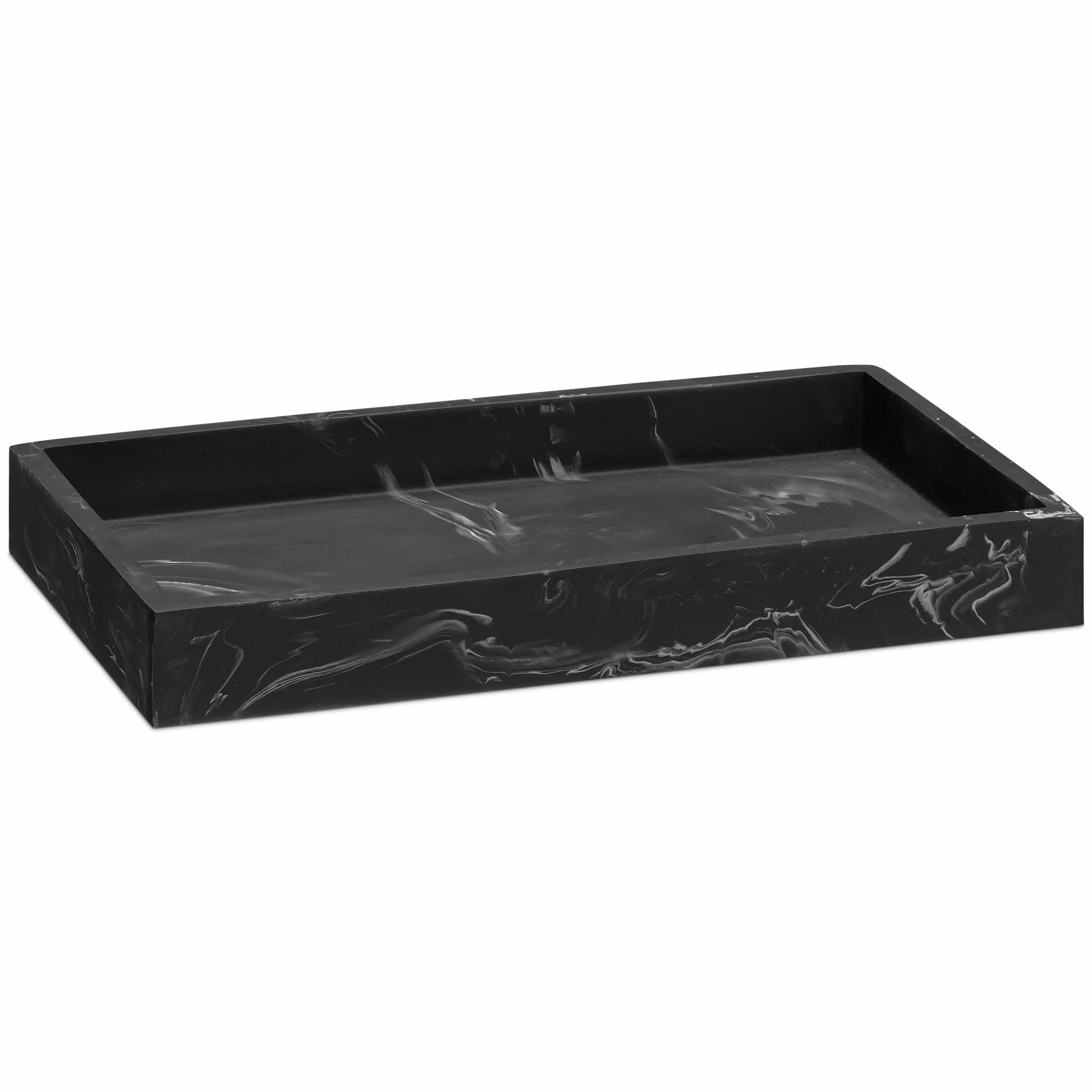 Navaris Taca na biżuterię z czarnego marmuru z żywicy – 23,5 cm x 12,5 cm spodka do organizacji, dekoracyjny pojemnik do łazienki, toaletki, biurko, światło