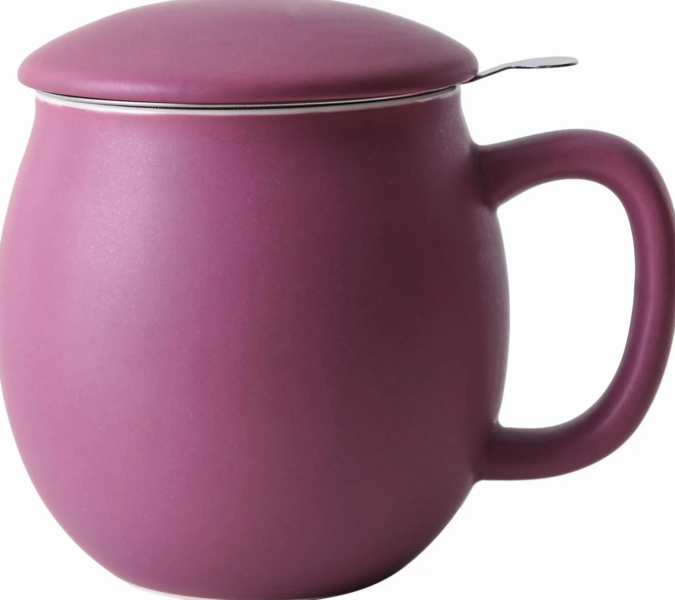 Yundu Porcelanowa filiżanka do herbaty 355 ml z zaparzaczem i pokrywką, kubek z pokrywką do stromenia, matowy fioletowy