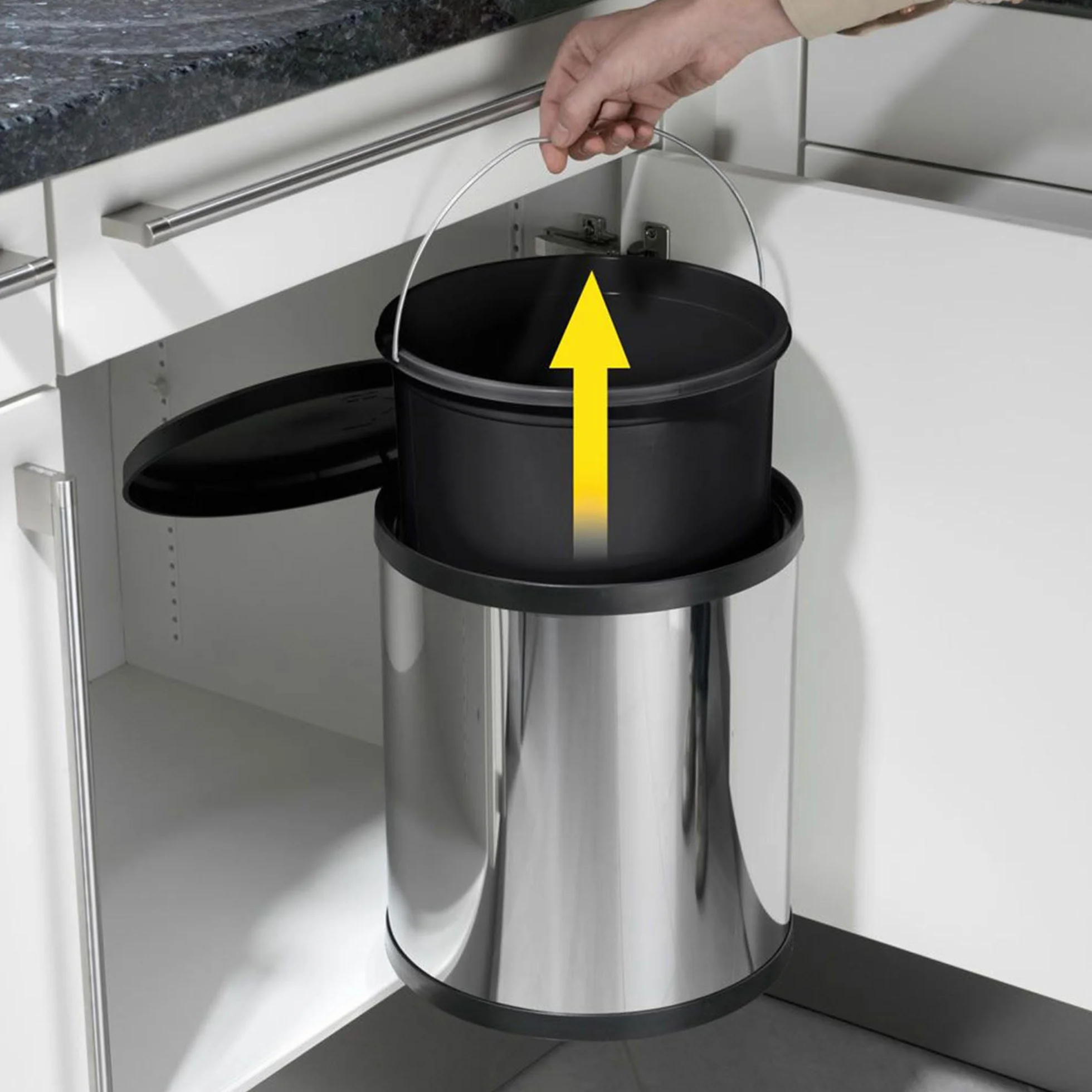 Hailo 3555-101 Kompaktowy pojemnik ze stali nierdzewnej, 15 l