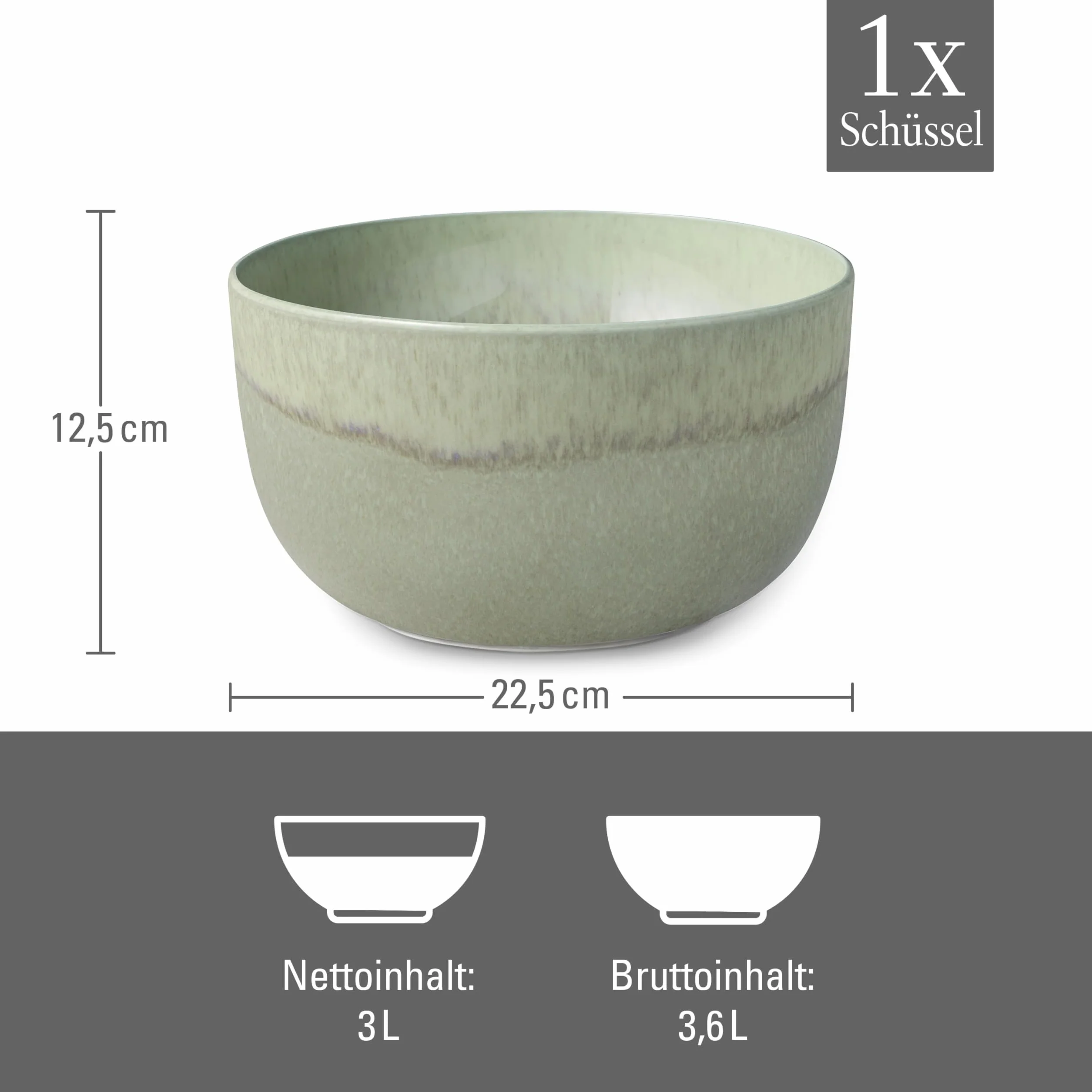 Villeroy & Boch – Perlemor Alga miska do serwowania Ø 23 cm, duża miska z porcelany Premium, można myć w zmywarce, można używać w kuchence mikrofalowej, zielona