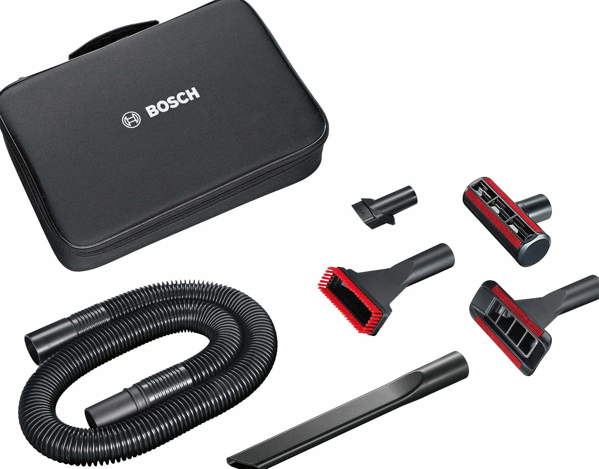 Bosch zestaw akcesoriów BHZTKIT1, pasuje do odkurzacza ręcznego Move, bardzo długa ssawka szczelinowa, dysza do tapicerki i mebli, dysza do materaca, oryginalne akcesoria, czarny