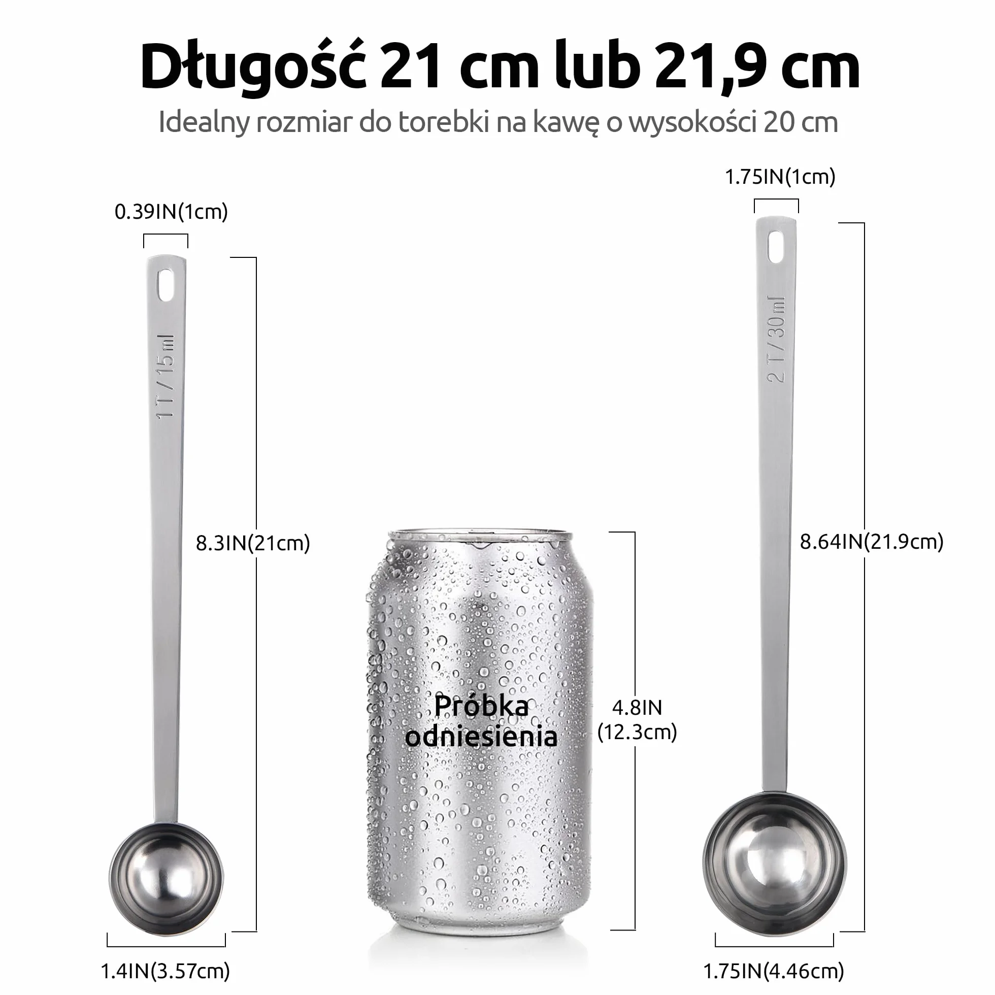 U-Taste Łyżki miarowe ze stali nierdzewnej 18/8 17,4cm Zestaw 2 sztuk 15 i 30ml do kawy