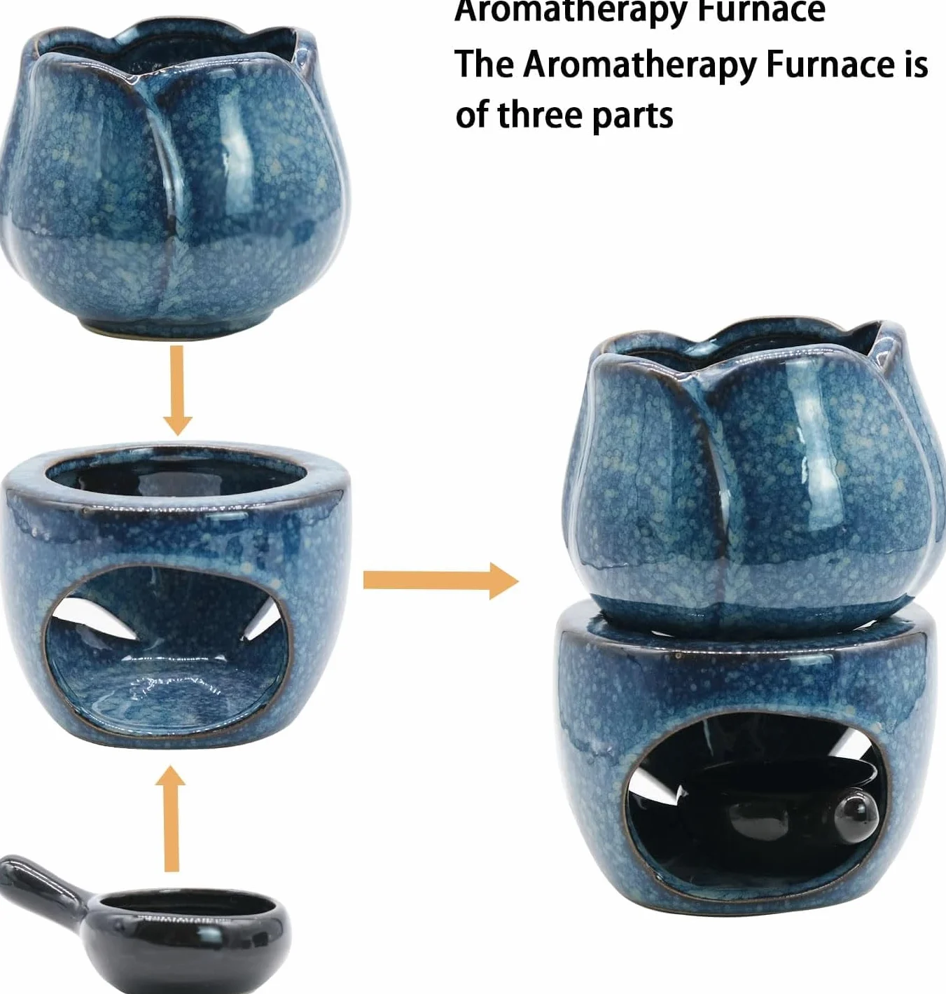 Duftlampe für Ätherische Öle Teelicht Aroma Kerzenhalter Ölbrenner Wachsbrenner Palnik olejków eterycznych wyjmowany palnik do aromaterapii, niebieski ceramiczny palnik z uchwytem na wosk, palnik