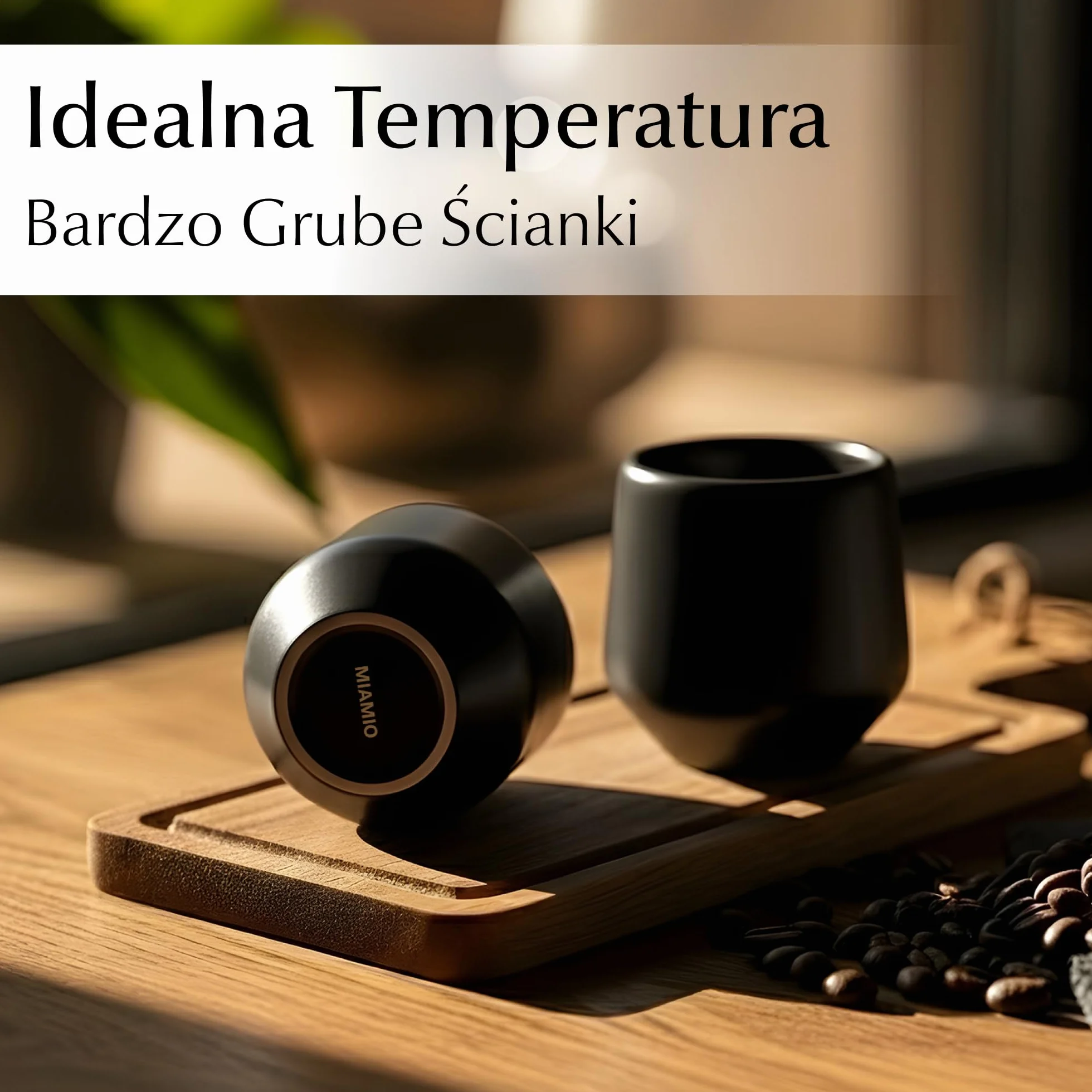 MIAMIO Zestaw filiżanek do espresso 4 sztuki 90 ml ceramiczne japońskie czarne