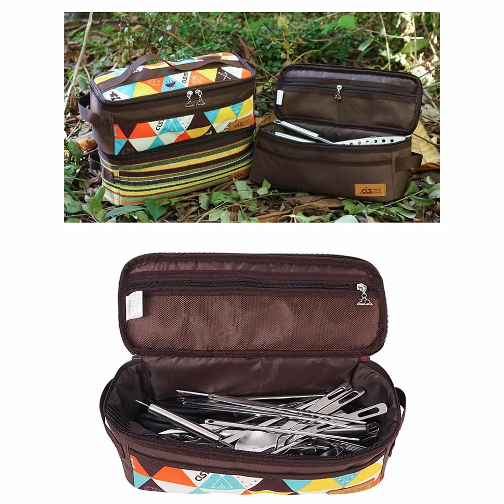 Torba na sztućce kempingowa przenośna organizer z uchwytem na widelce pałeczki outdoor piknik wojskowa zieleń