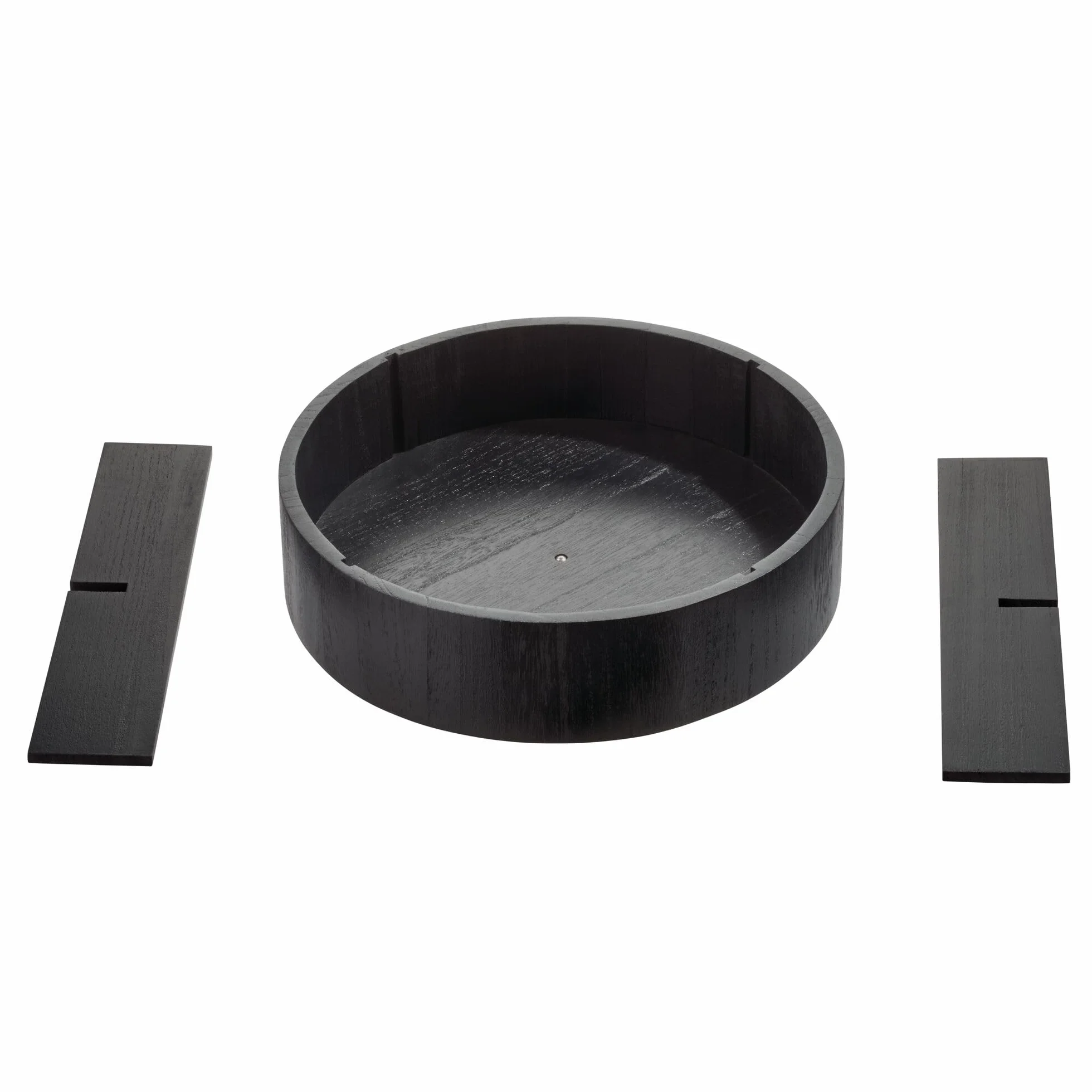 The Home Edit by iDesign 30,5 cm gramofon Lazy Susan z wyjmowaną przegrodą, czarny drewno Paulownia