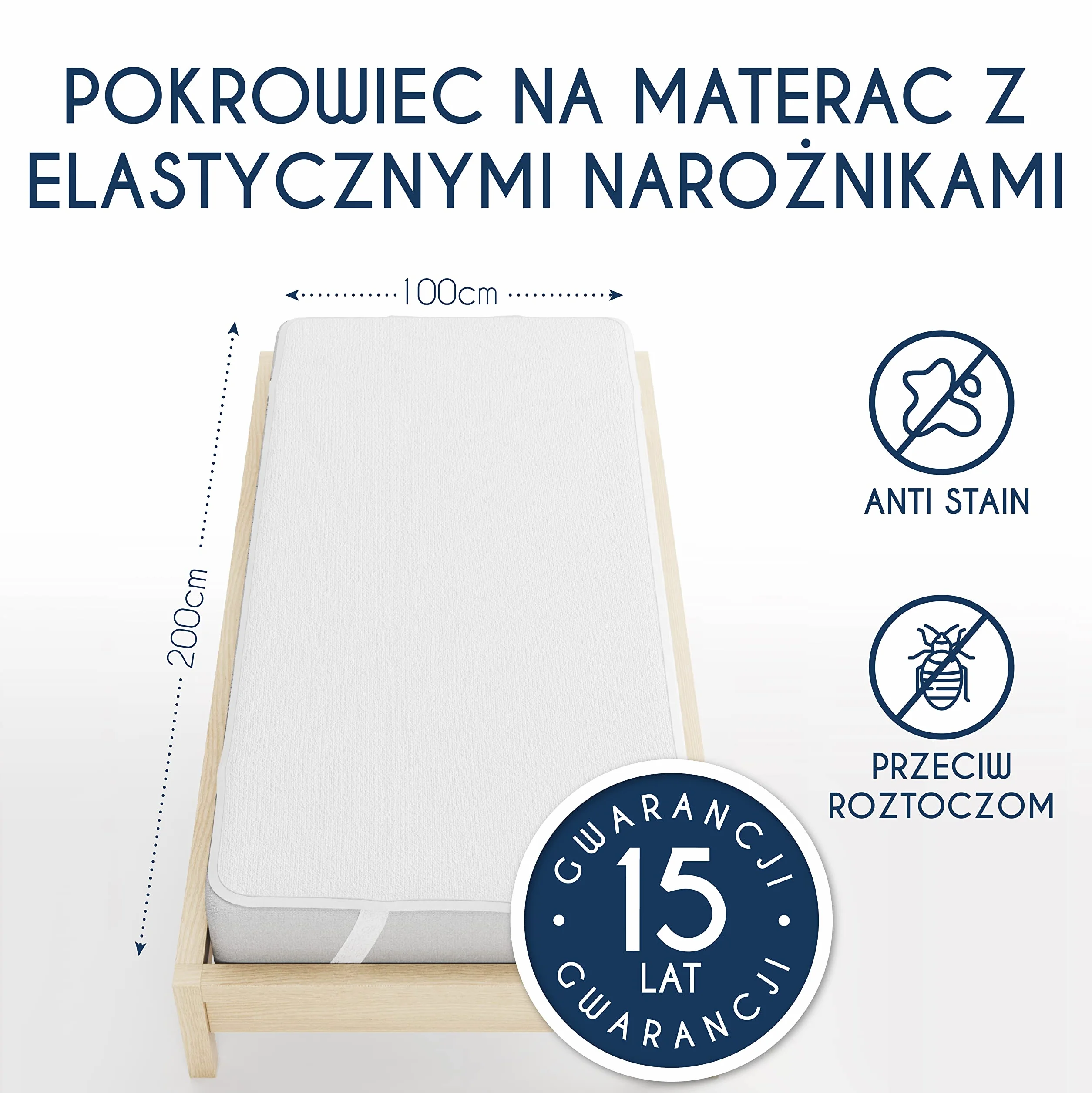 Dreamzie Wodoodporna osłona na materac z 4 elastycznymi kątami - Dla Materaca 100 x 200 cm - Wyprodukowano w UE - certyfikat OEKO-TEX®