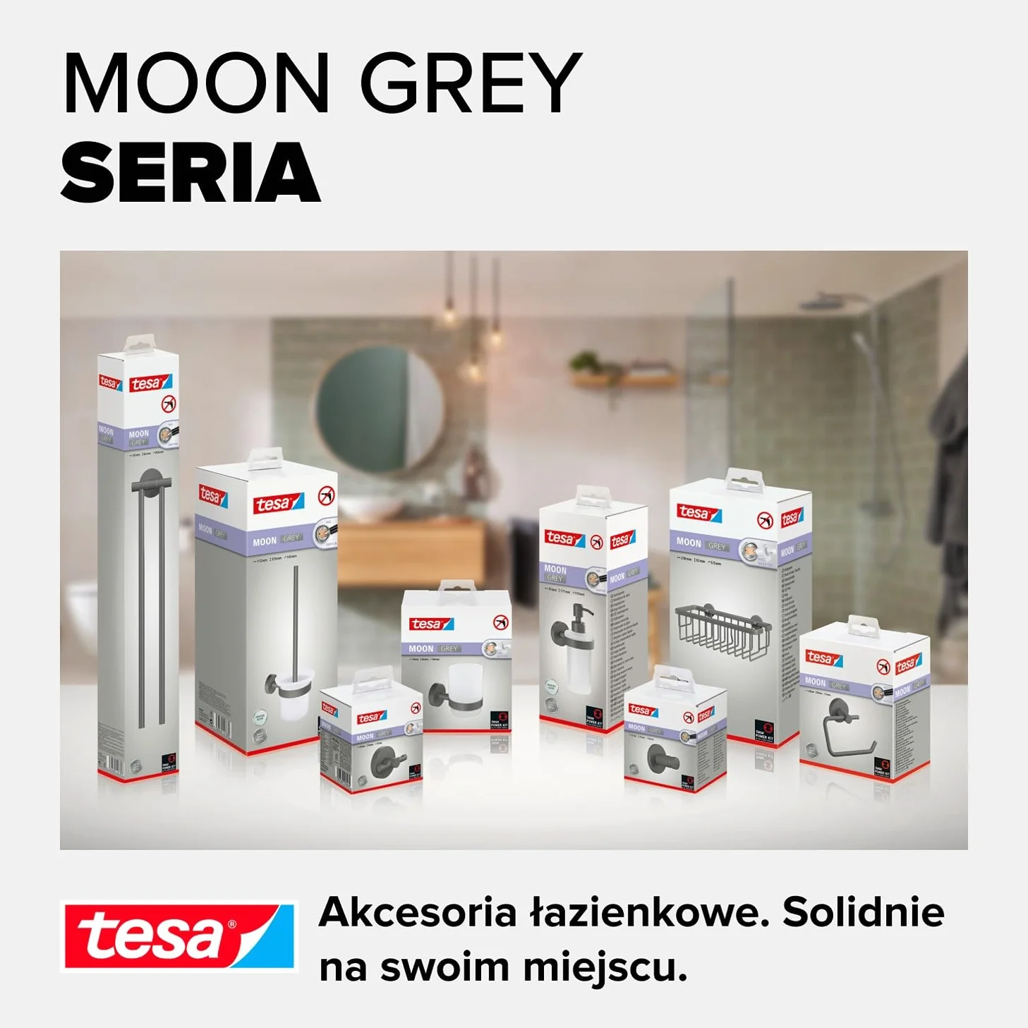 tesa koszyk prysznicowy szary matowy samoprzylepny 92 mm x 250 mm x 125 mm